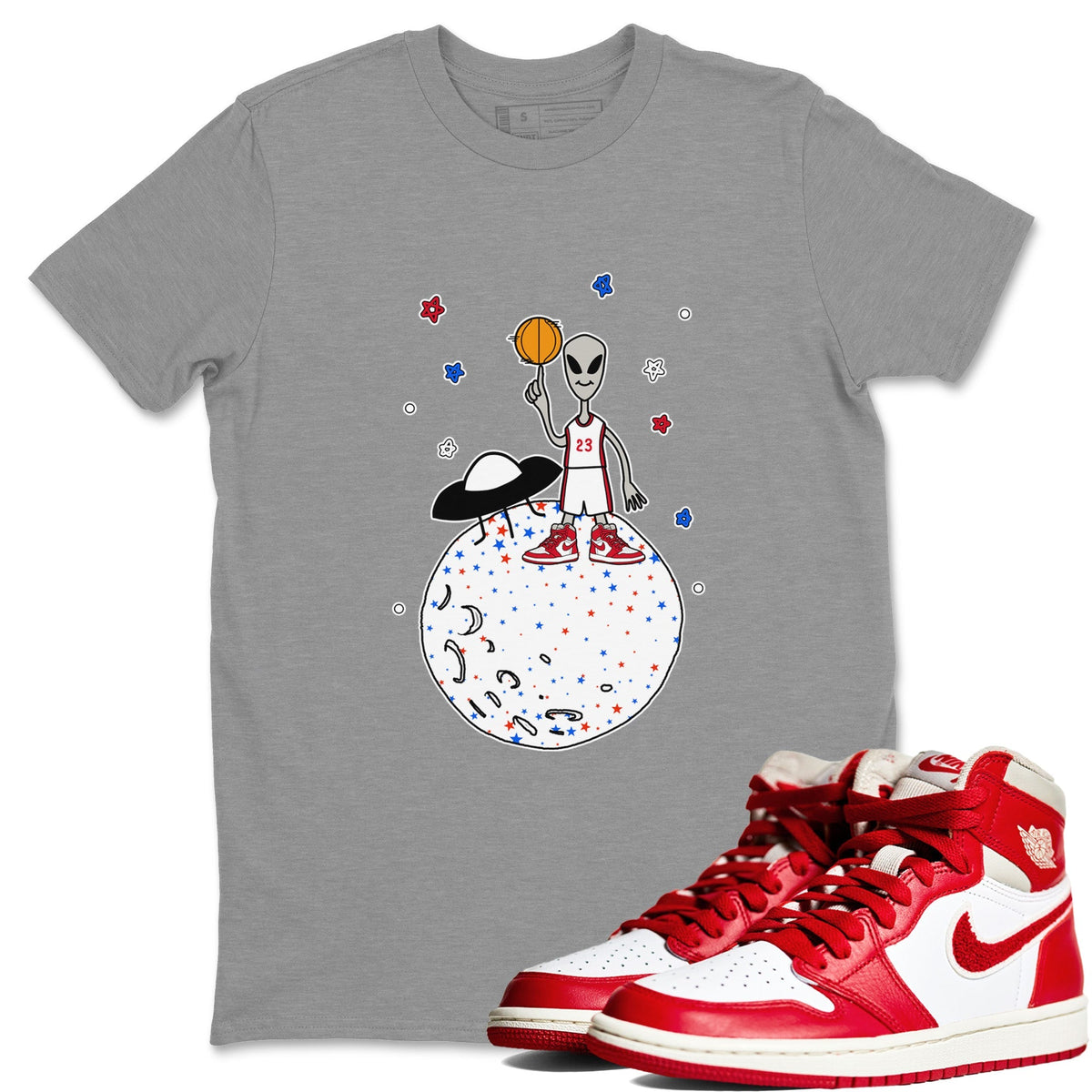 Jordan 1 Newstalgia Sneaker Matching T-Shirt Basketball Alien Sneaker Tees Jordan 1 Newstalgia Sneaker Release Tees Crew Neck Tees