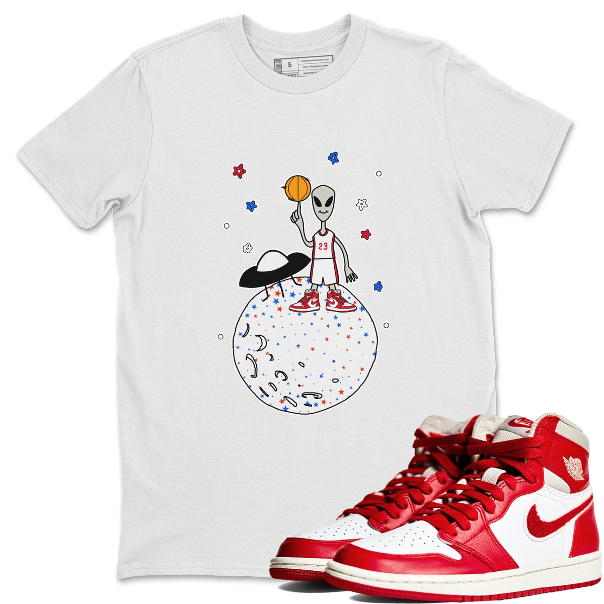 Jordan 1 Newstalgia Sneaker Matching T-Shirt Basketball Alien Sneaker Tees Jordan 1 Newstalgia Sneaker Release Tees Crew Neck Tees