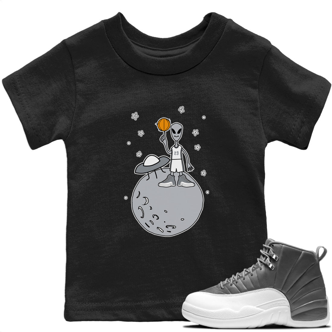 Jordan 12 Stealth Sneaker Matching T-Shirt Basketball Alien Sneaker Tees Jordan 12 Stealth Sneaker Release Tees Kids Shirts