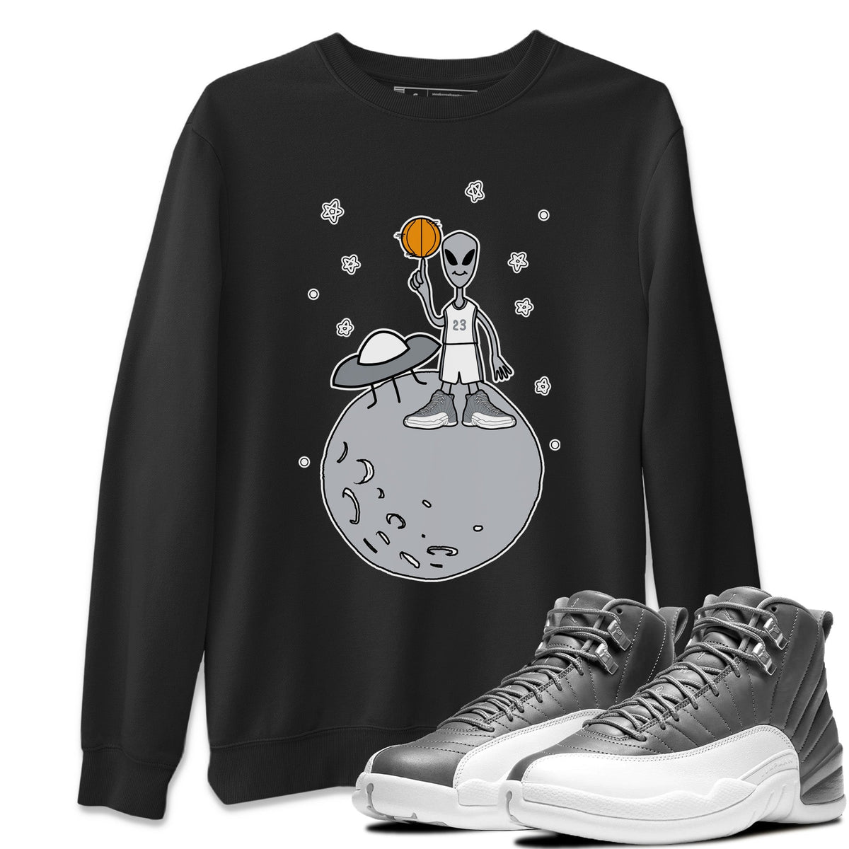 Jordan 12 Stealth Sneaker Matching T-Shirt Basketball Alien Sneaker Tees Jordan 12 Stealth Sneaker Release Tees Crew Neck Tees
