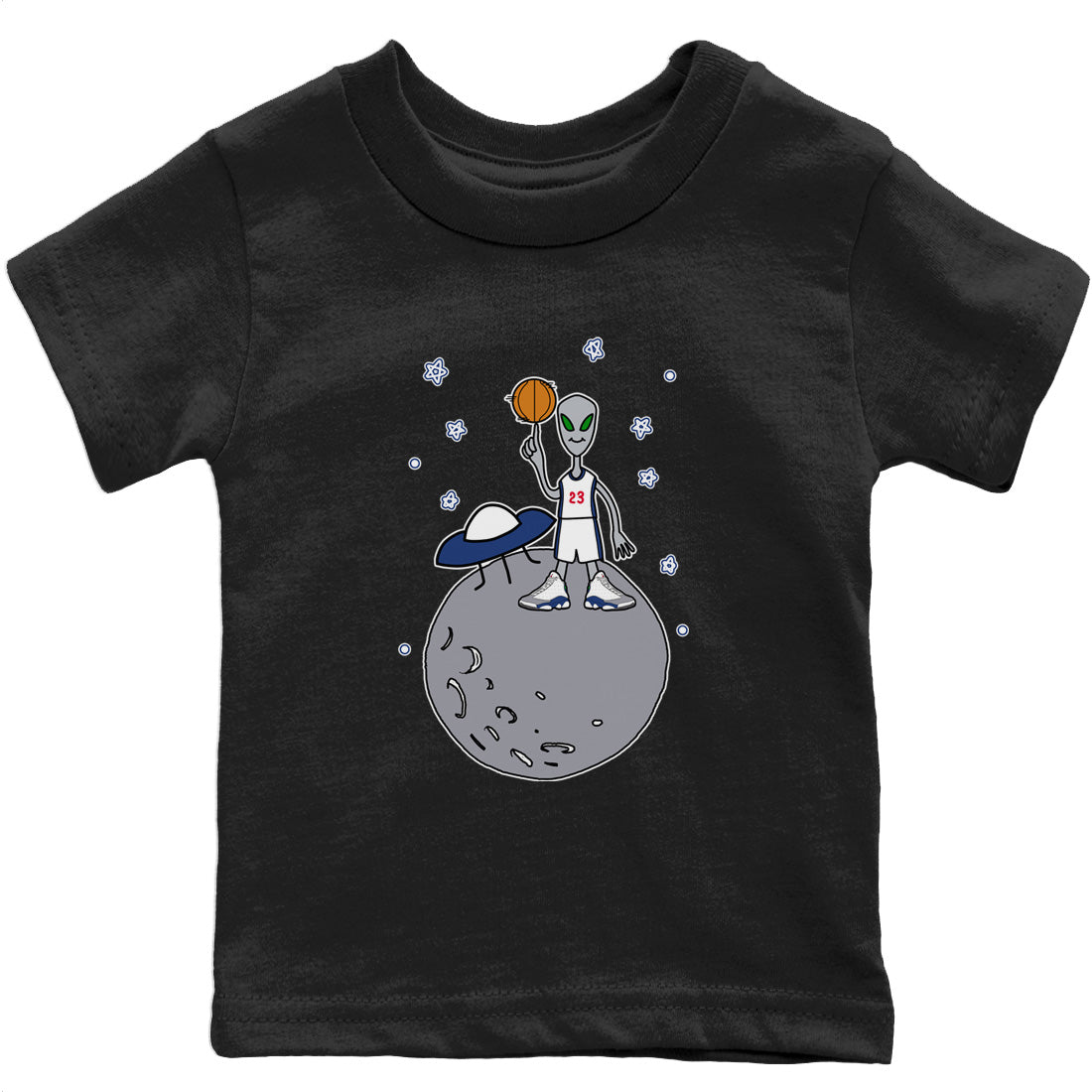 Jordan 13 French Blue Sneaker Matching T-Shirt Basketball Alien Sneaker Tees Jordan 13 French Blue Sneaker Release Tees Kids Shirts