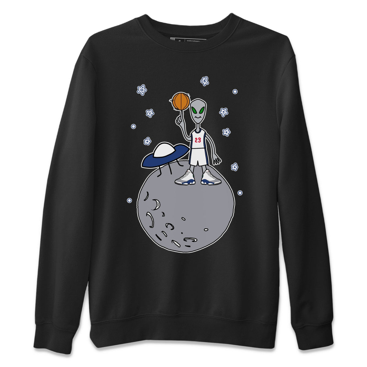 Jordan 13 French Blue Sneaker Matching T-Shirt Basketball Alien Sneaker Tees Jordan 13 French Blue Sneaker Release Tees Crew Neck Tees