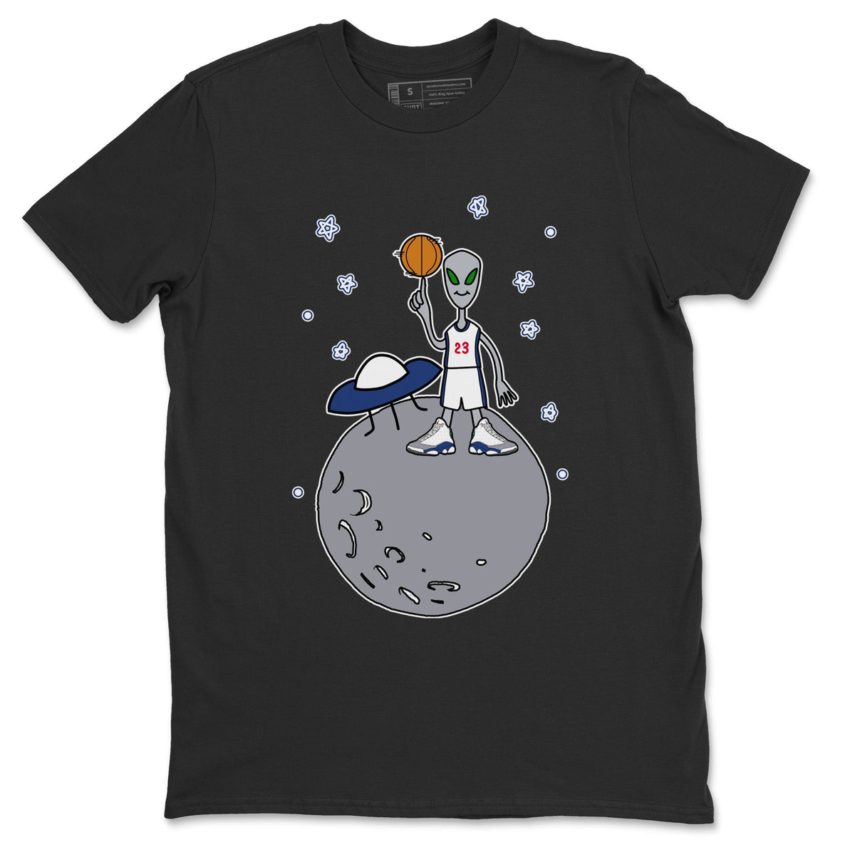 Jordan 13 French Blue Sneaker Matching T-Shirt Basketball Alien Sneaker Tees Jordan 13 French Blue Sneaker Release Tees Crew Neck Tees