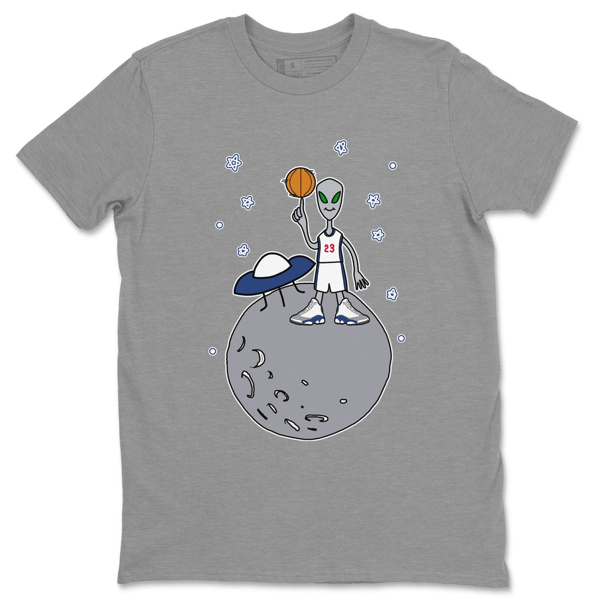 Jordan 13 French Blue Sneaker Matching T-Shirt Basketball Alien Sneaker Tees Jordan 13 French Blue Sneaker Release Tees Crew Neck Tees