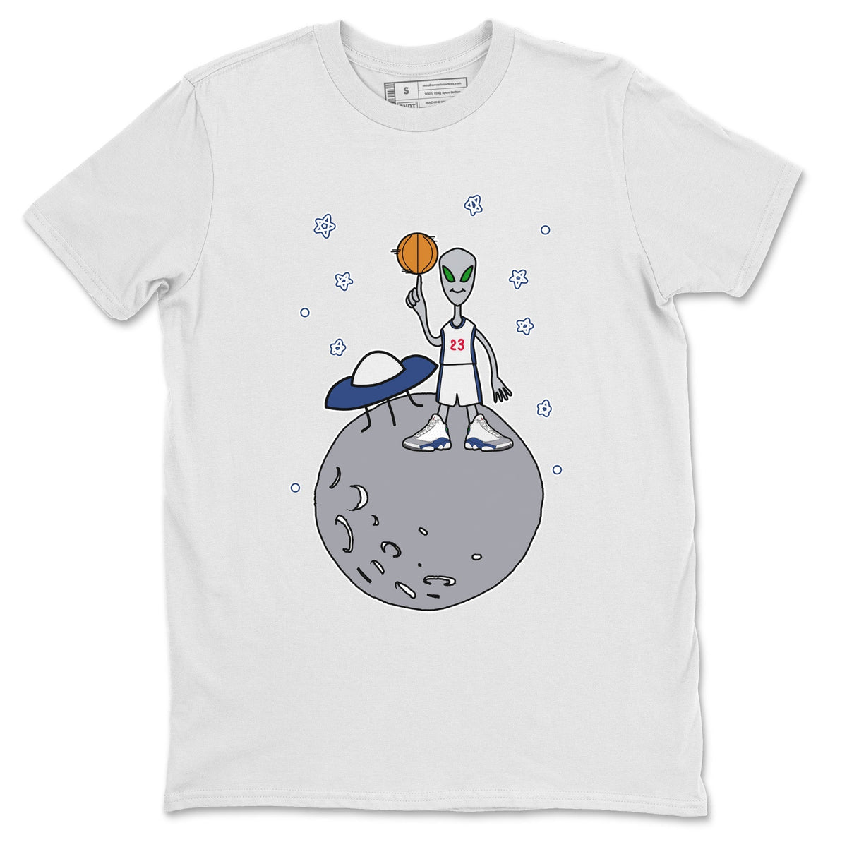 Jordan 13 French Blue Sneaker Matching T-Shirt Basketball Alien Sneaker Tees Jordan 13 French Blue Sneaker Release Tees Crew Neck Tees