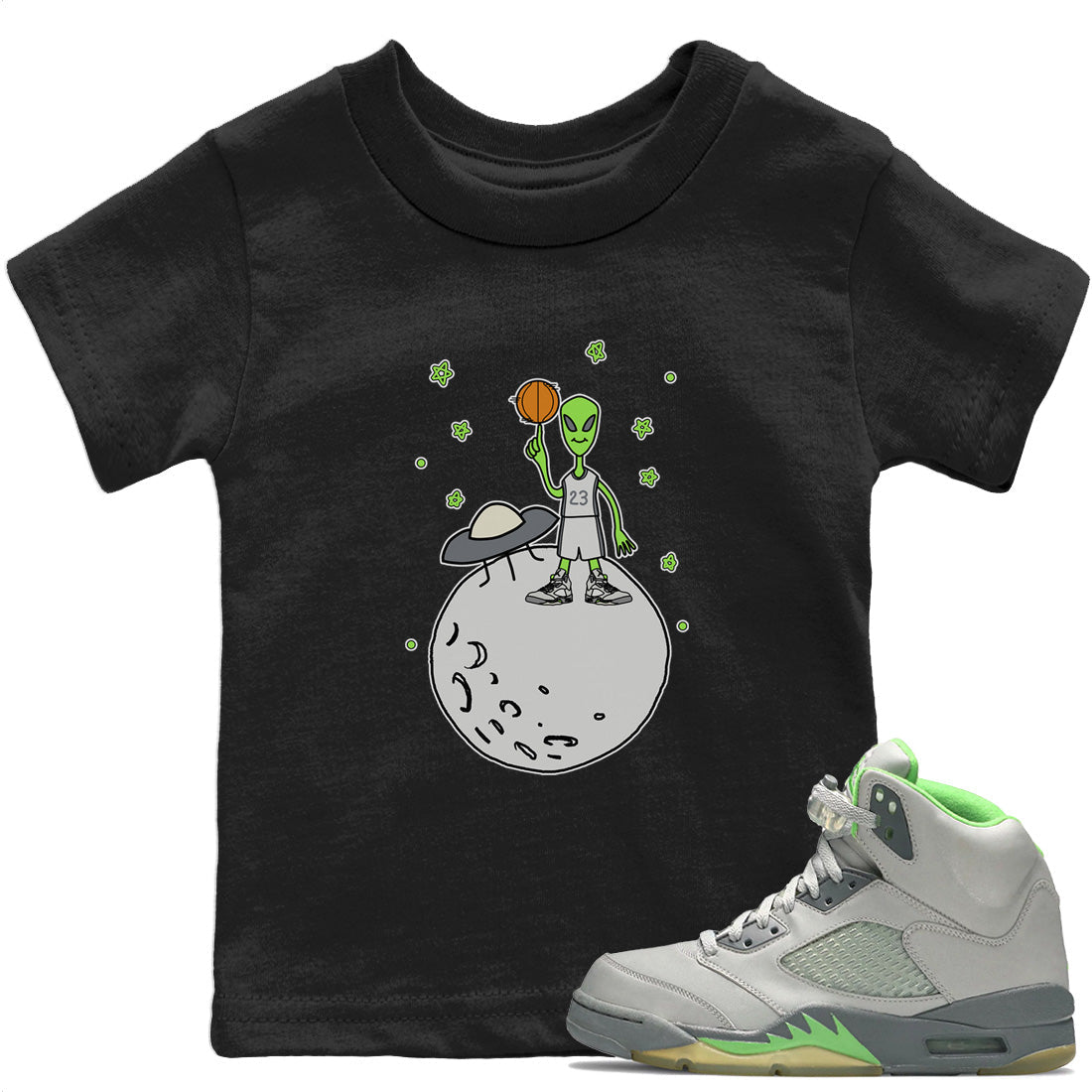 Jordan 5 Green Bean Sneaker Matching T-Shirt Basketball Alien Sneaker Tees Jordan 5 Green Bean Sneaker Release Tees Kids Shirts
