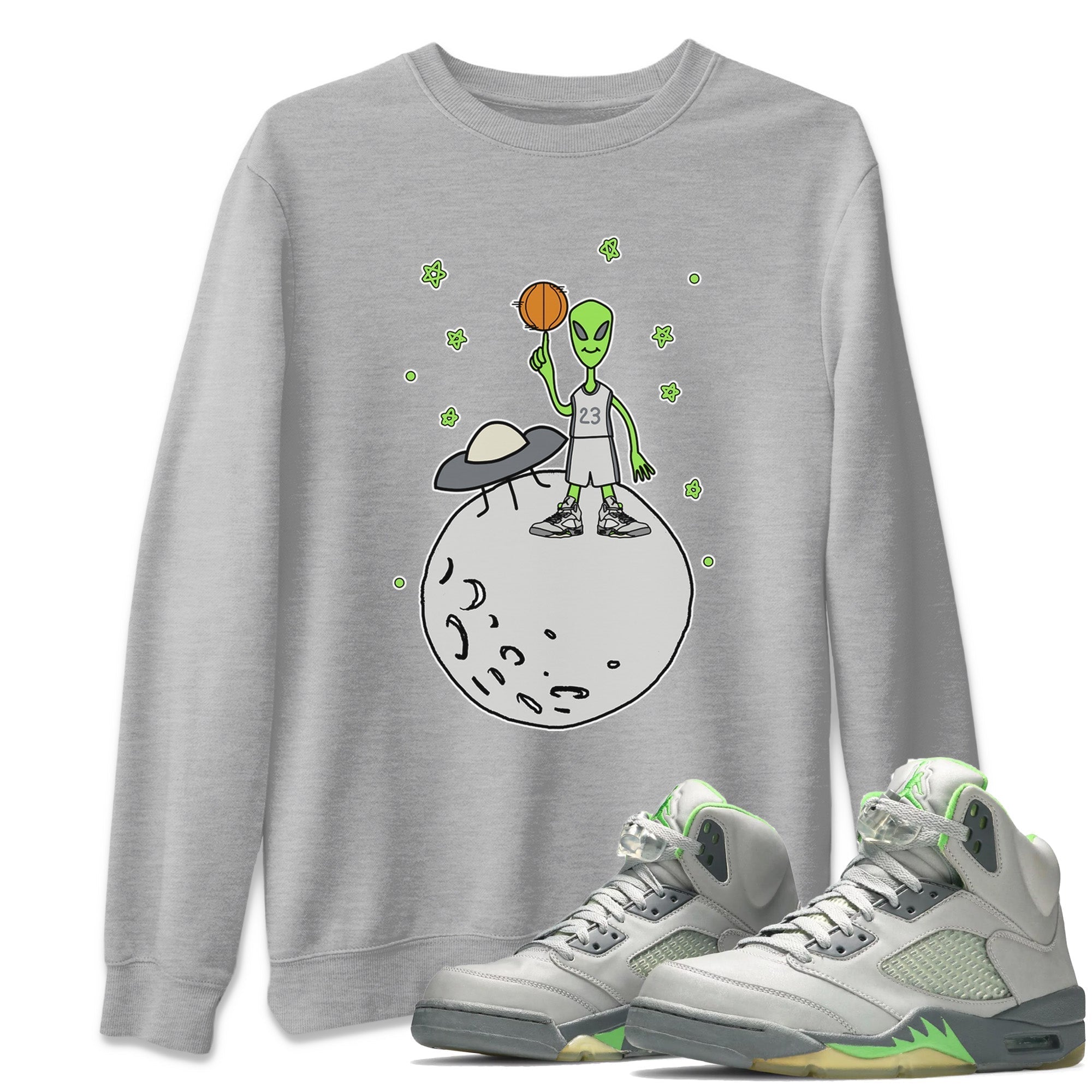 Jordan 5 Green Bean Sneaker Matching T-Shirt Basketball Alien Sneaker Tees Jordan 5 Green Bean Sneaker Release Tees Crew Neck Tees
