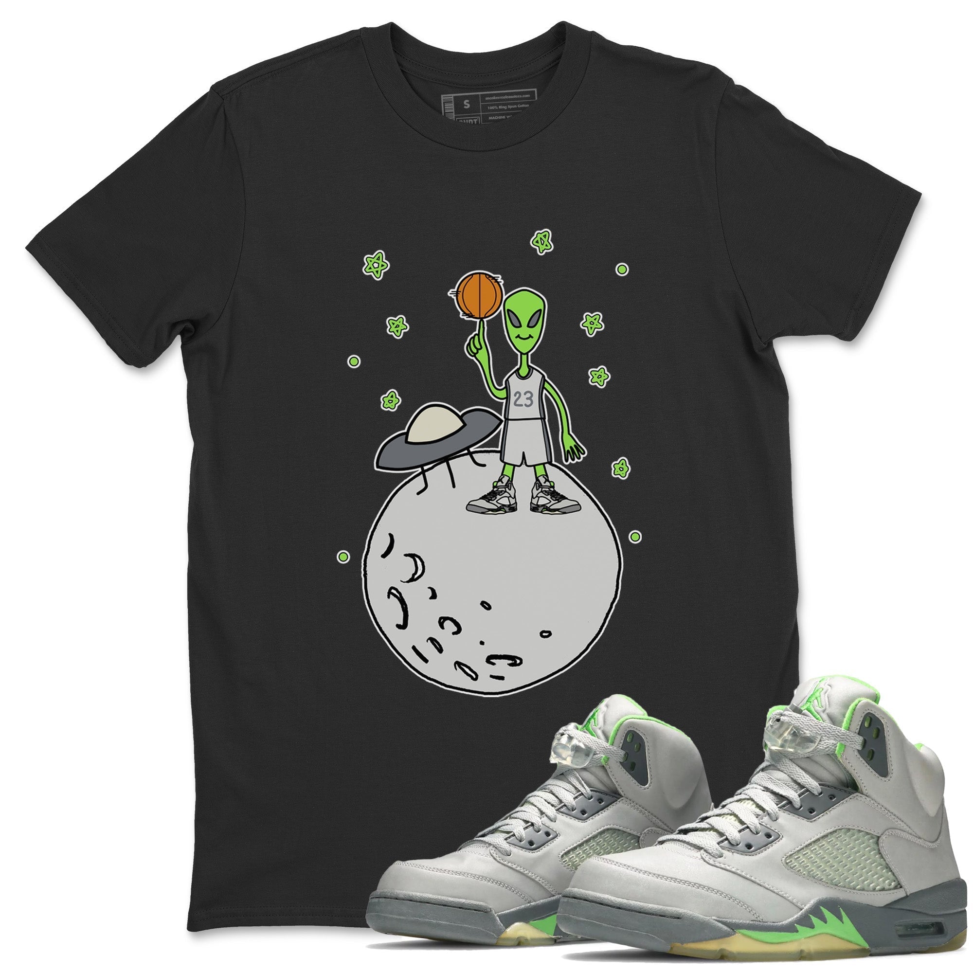 Jordan 5 Green Bean Sneaker Matching T-Shirt Basketball Alien Sneaker Tees Jordan 5 Green Bean Sneaker Release Tees Crew Neck Tees