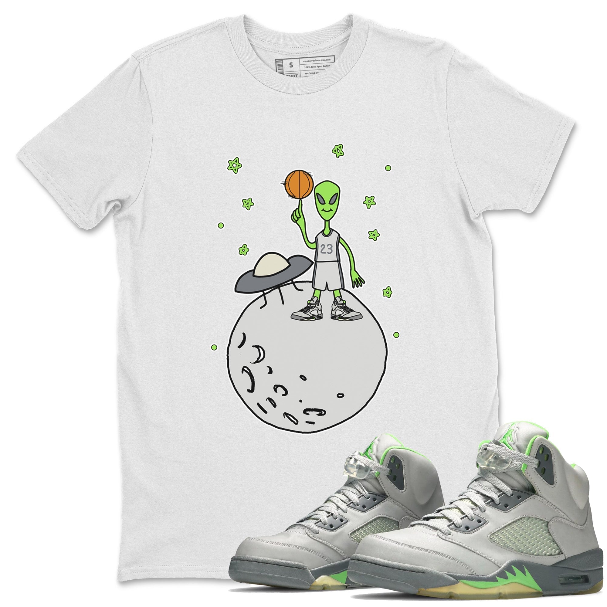Jordan 5 Green Bean Sneaker Matching T-Shirt Basketball Alien Sneaker Tees Jordan 5 Green Bean Sneaker Release Tees Crew Neck Tees