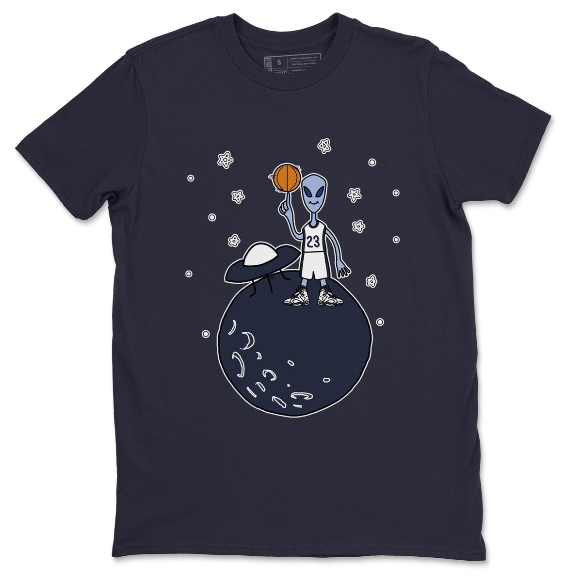 Jordan 6 Midnight Navy Sneaker Matching T-Shirt Basketball Alien Sneaker Tees Jordan 6 Midnight Navy Sneaker Release Tees Crew Neck Tees