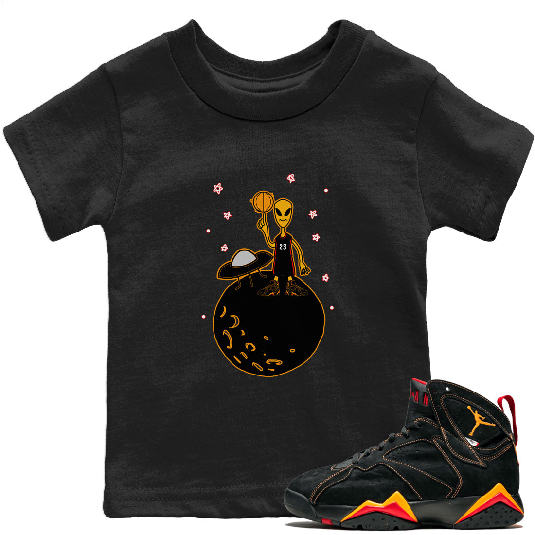 Jordan 7 Citrus Shirt To Match Jordans Basketball Alien Sneaker Tees Jordan 7 Citrus Drip Gear Zone Sneaker Matching Clothing Kids Shirts