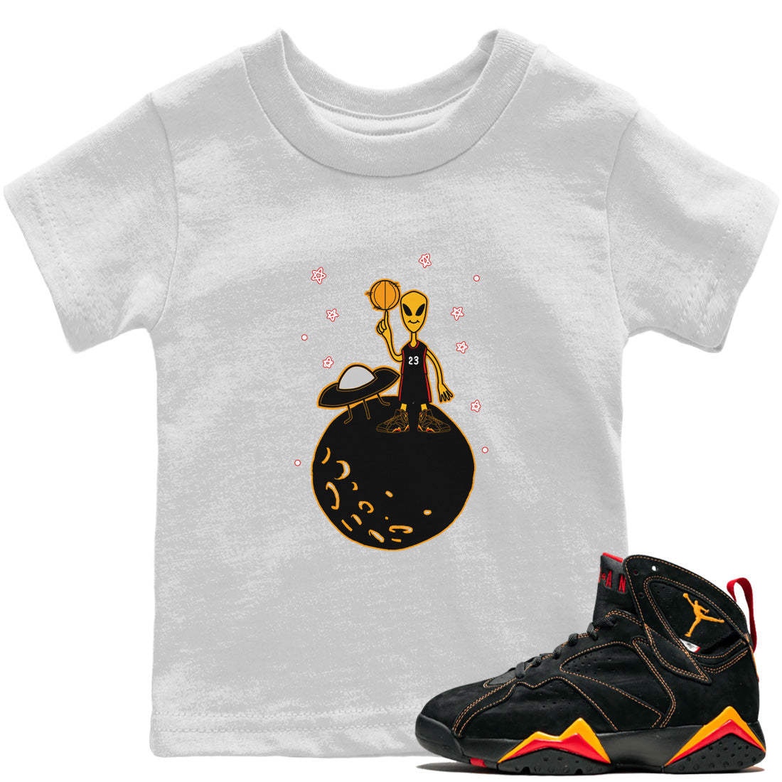 Jordan 7 Citrus Shirt To Match Jordans Basketball Alien Sneaker Tees Jordan 7 Citrus Drip Gear Zone Sneaker Matching Clothing Kids Shirts