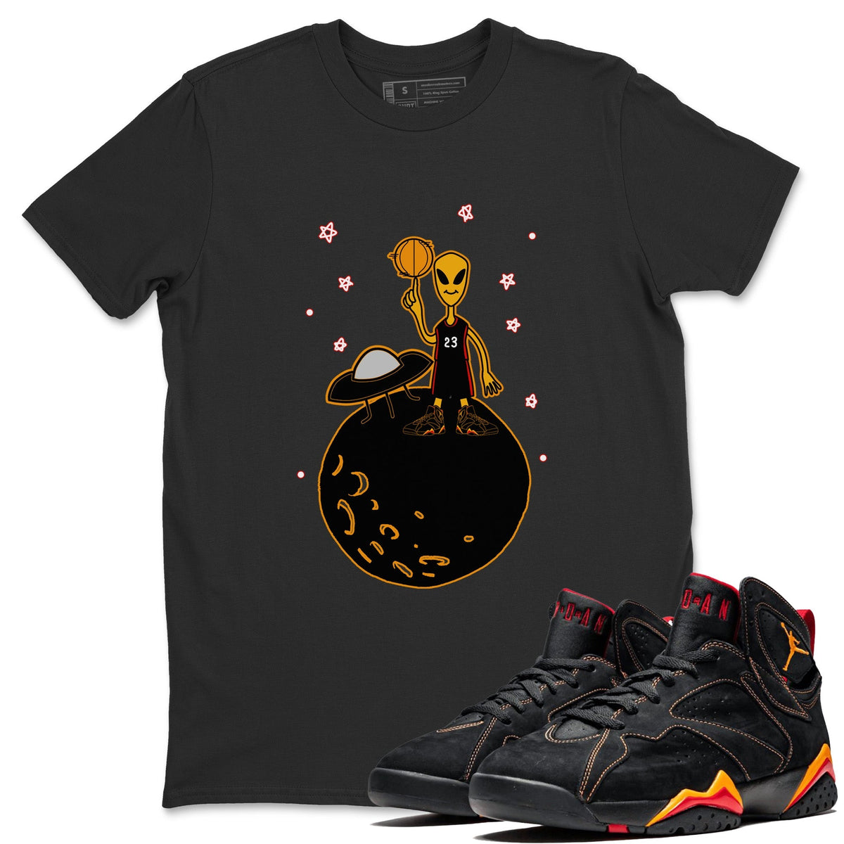 Jordan 7 Citrus Shirt To Match Jordans Basketball Alien Sneaker Tees Jordan 7 Citrus Drip Gear Zone Sneaker Matching Clothing Unisex Shirts