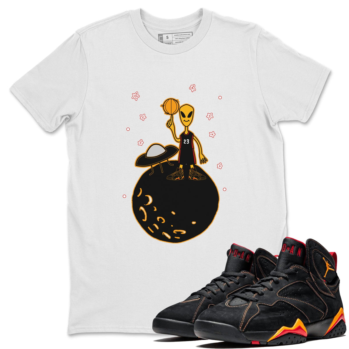 Jordan 7 Citrus Shirt To Match Jordans Basketball Alien Sneaker Tees Jordan 7 Citrus Drip Gear Zone Sneaker Matching Clothing Unisex Shirts