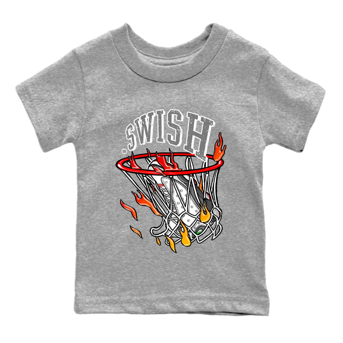 Air Jordan 13 Wolf Grey Sneaker Match Tees Basketball Hoop Streetwear Sneaker Shirt Air Jordan 13 Retro Wolf Grey T-Shirt Kids Shirts Heather Grey 2