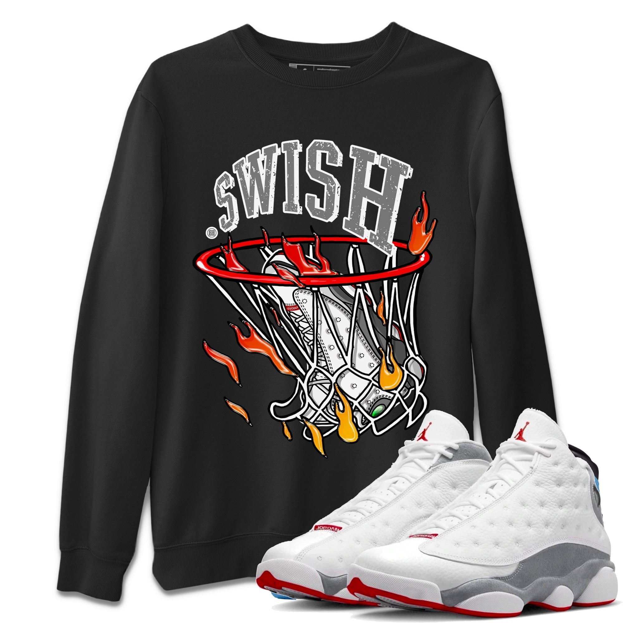 Air Jordan 13 Wolf Grey Sneaker Match Tees Basketball Hoop Streetwear Sneaker Shirt Air Jordan 13 Retro Wolf Grey T-Shirt Unisex Shirts Black 1