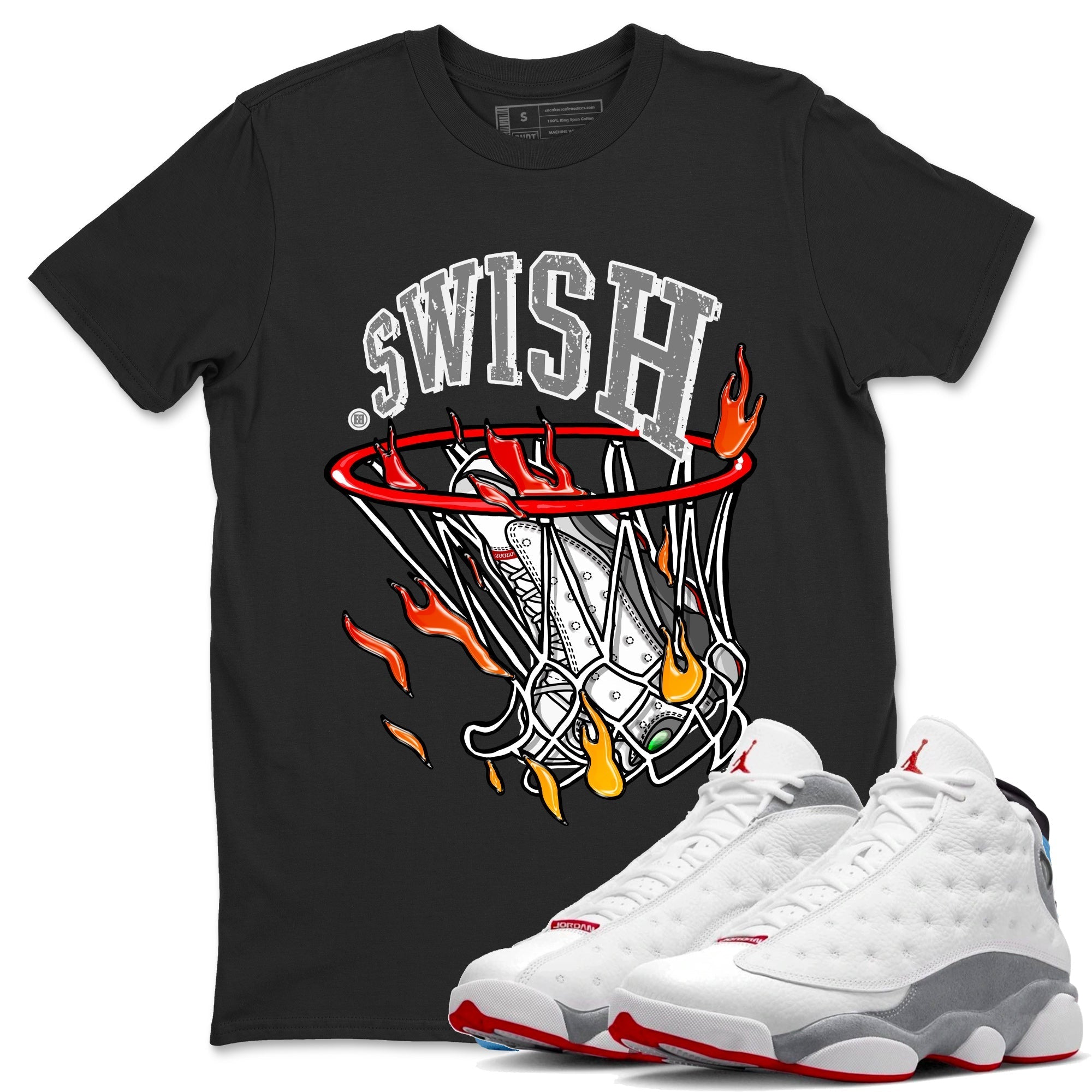 Air Jordan 13 Wolf Grey Sneaker Match Tees Basketball Hoop Streetwear Sneaker Shirt Air Jordan 13 Retro Wolf Grey T-Shirt Unisex Shirts Black 1