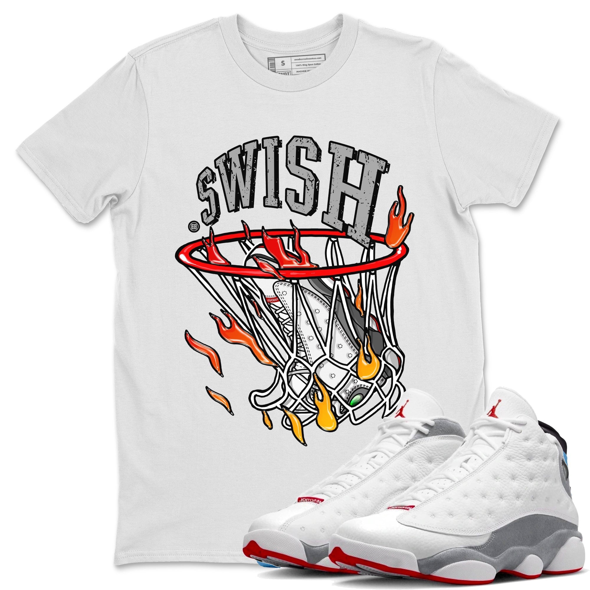Air Jordan 13 Wolf Grey Sneaker Match Tees Basketball Hoop Streetwear Sneaker Shirt Air Jordan 13 Retro Wolf Grey T-Shirt Unisex Shirts White 1
