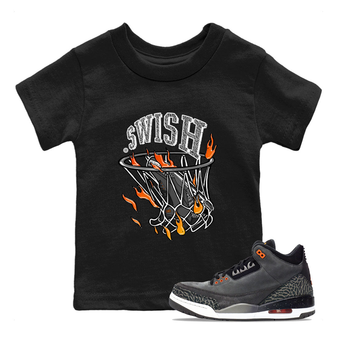 Air Jordan 3 Retro Fear shirt to match jordans Basketball Hoop sneaker tees Air Jordan 3 Fear Drip Gear Zone Baby Toddler Black 1 T-Shirt