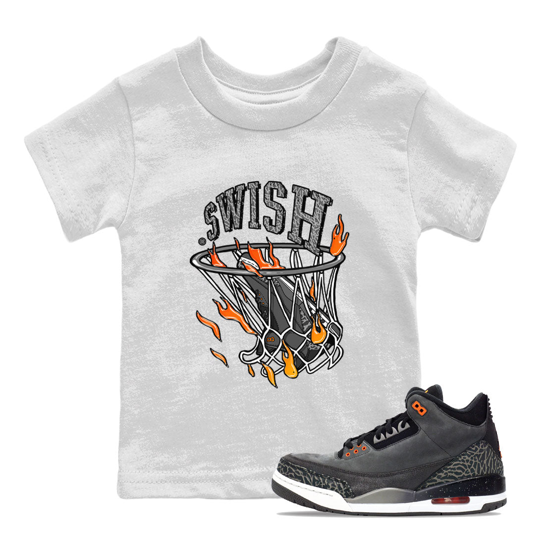 Air Jordan 3 Retro Fear shirt to match jordans Basketball Hoop sneaker tees Air Jordan 3 Fear Drip Gear Zone Baby Toddler White 1 T-Shirt