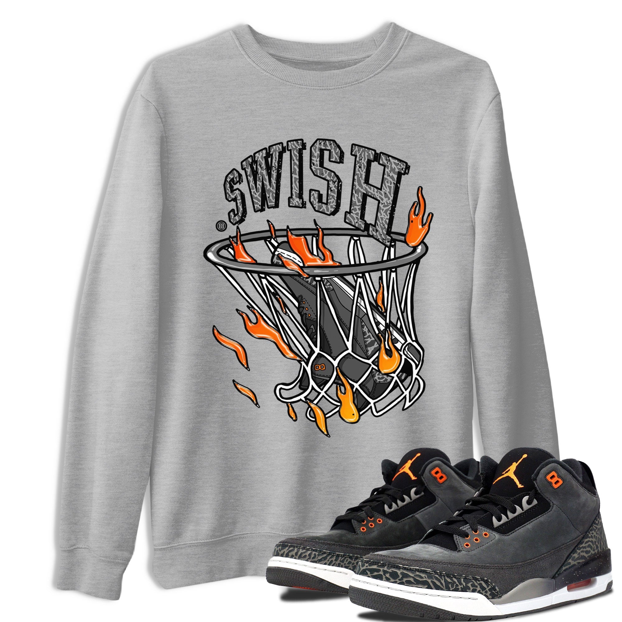 Air Jordan 3 Retro Fear shirt to match jordans Basketball Hoop sneaker tees Air Jordan 3 Fear Drip Gear Zone Unisex Heather Grey 1 T-Shirt