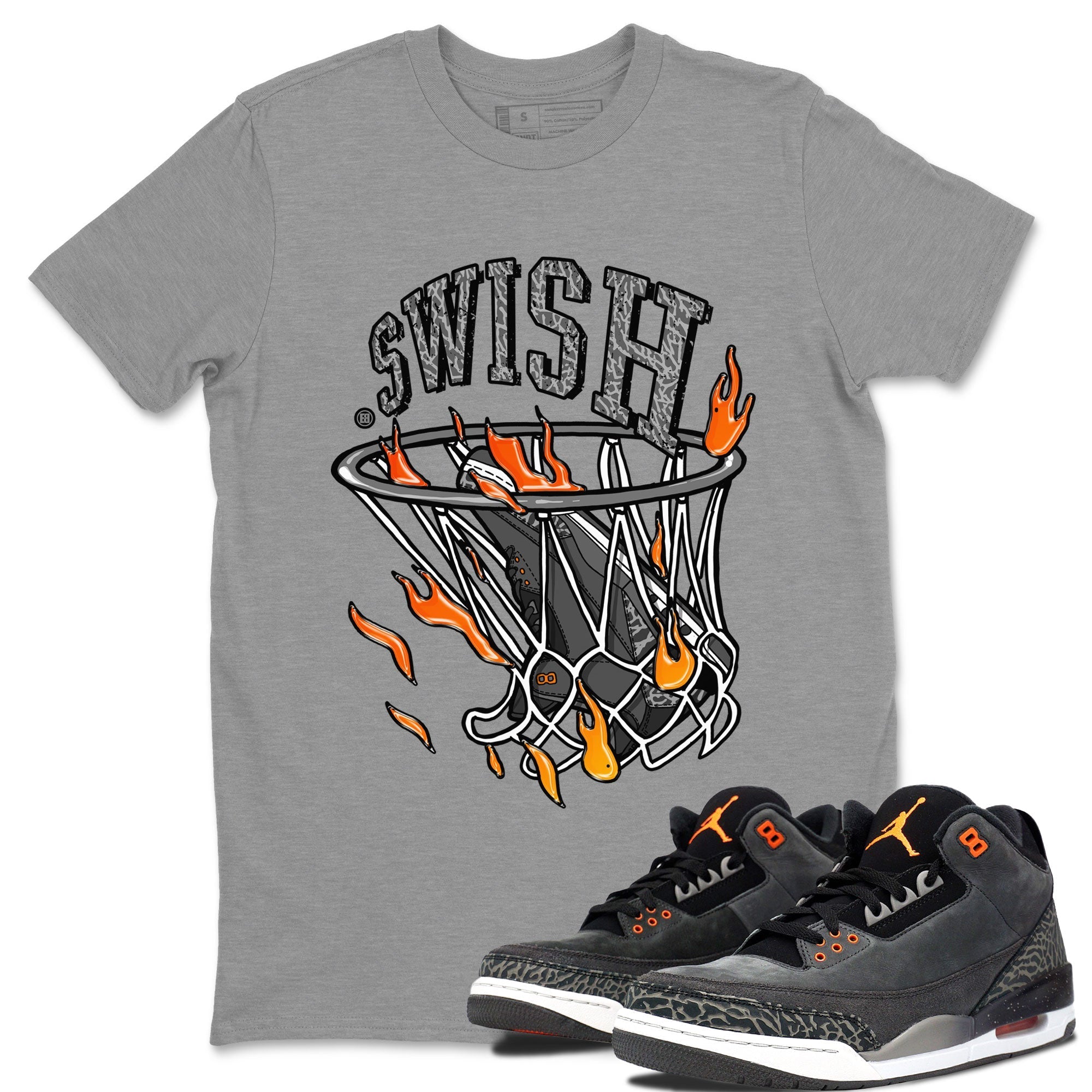 Air Jordan 3 Retro Fear shirt to match jordans Basketball Hoop sneaker tees Air Jordan 3 Fear Drip Gear Zone Unisex Heather Grey 1 T-Shirt
