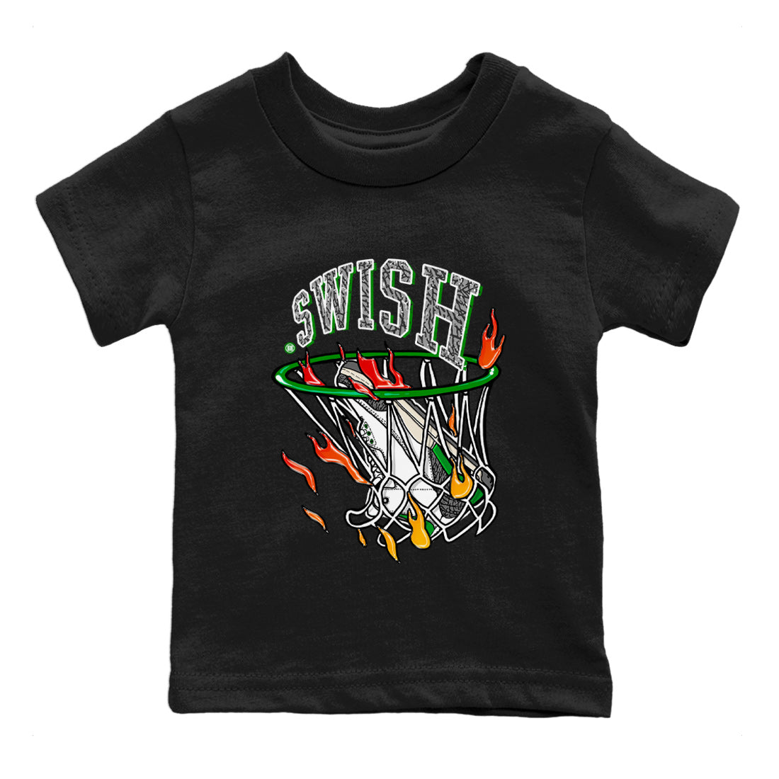 Air Jordan 3 Lucky Green Sneaker Match Tees Basketball Hoop Streetwear Sneaker Shirt 3s Lucky Green Tees Kids Shirts Black 2