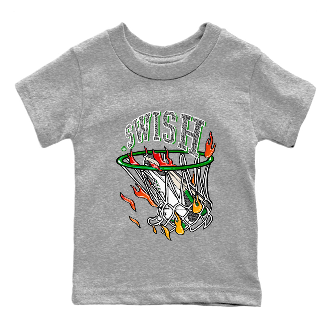 Air Jordan 3 Lucky Green Sneaker Match Tees Basketball Hoop Streetwear Sneaker Shirt 3s Lucky Green Tees Kids Shirts Heather Grey 2