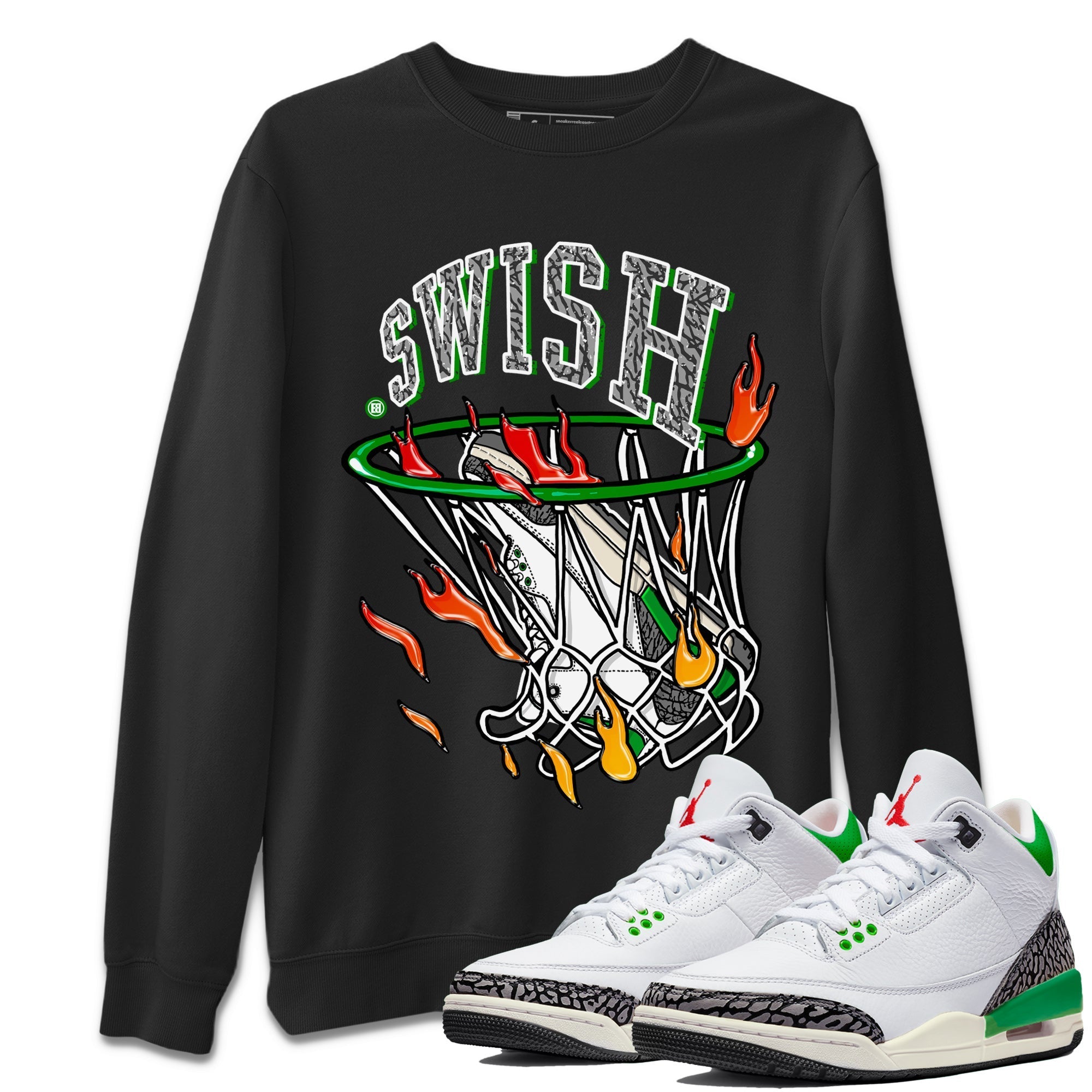 Air Jordan 3 Lucky Green Sneaker Match Tees Basketball Hoop Streetwear Sneaker Shirt 3s Lucky Green Tees Unisex Shirts Black 1