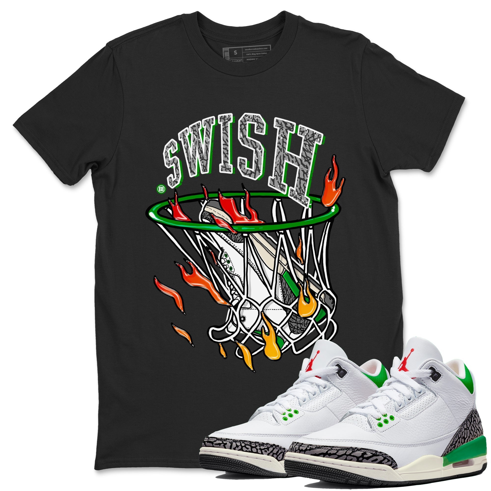 Air Jordan 3 Lucky Green Sneaker Match Tees Basketball Hoop Streetwear Sneaker Shirt 3s Lucky Green Tees Unisex Shirts Black 1