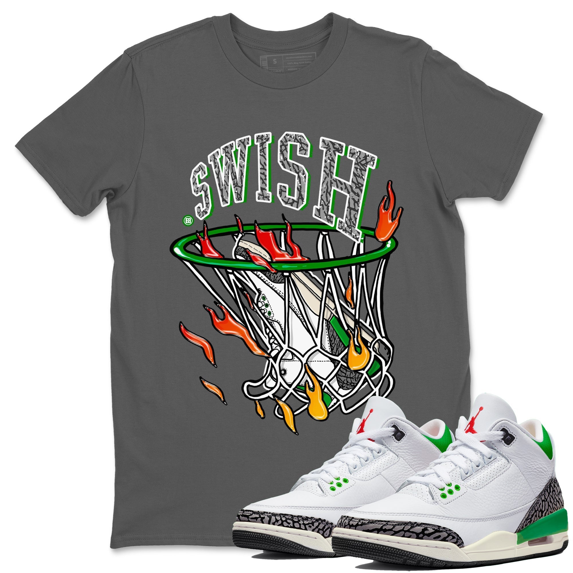 Air Jordan 3 Lucky Green Sneaker Match Tees Basketball Hoop Streetwear Sneaker Shirt 3s Lucky Green Tees Unisex Shirts Cool Grey 1