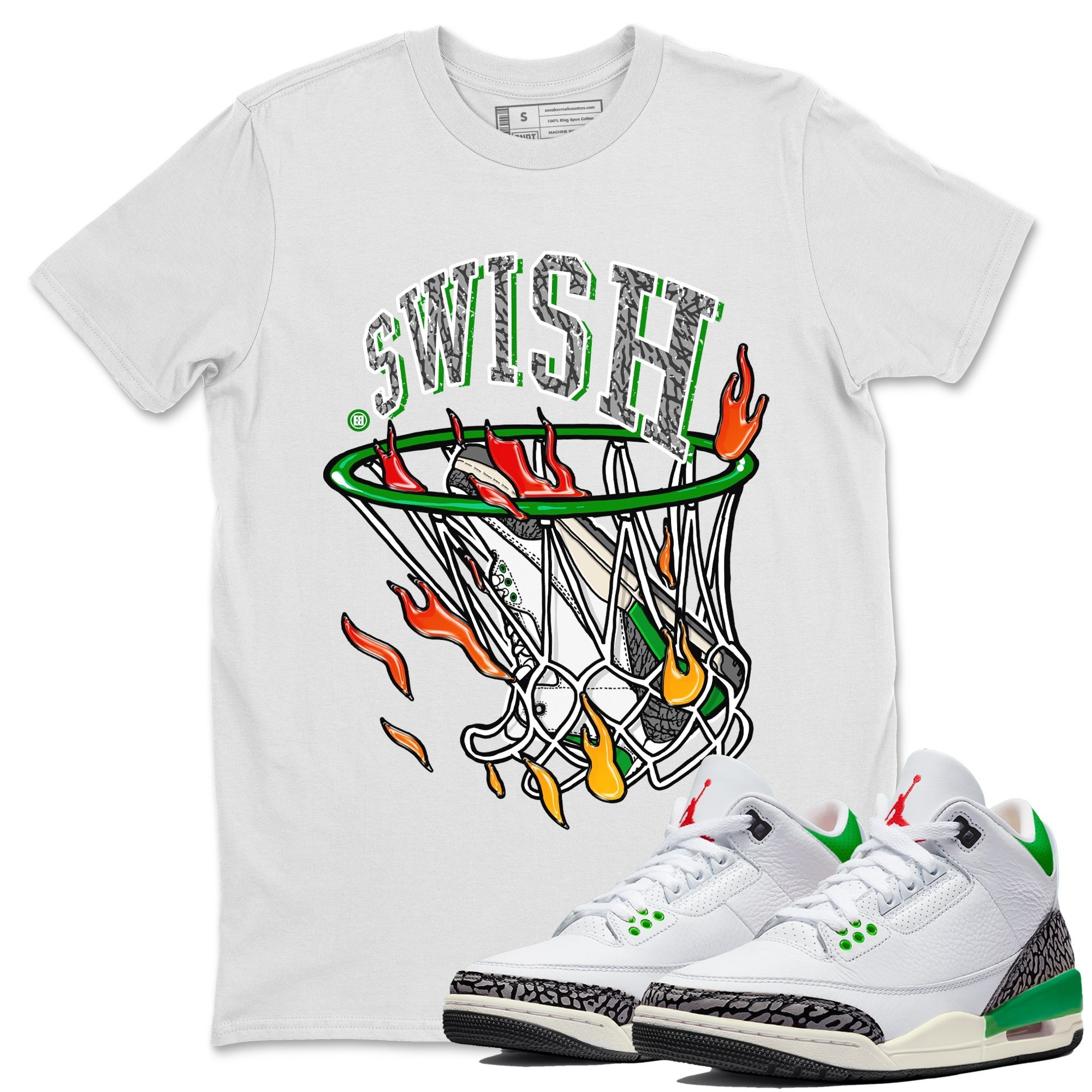 Air Jordan 3 Lucky Green Sneaker Match Tees Basketball Hoop Streetwear Sneaker Shirt 3s Lucky Green Tees Unisex Shirts White 1