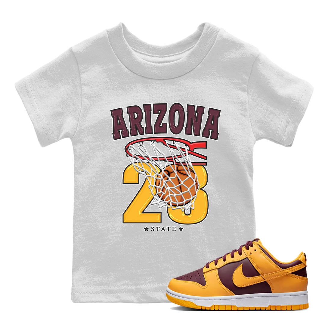 Nike Dunk Low Arizona State Shirt To Match Jordans Basketball Sneaker Tees Nike Dunk Low Arizona State Drip Gear Zone Sneaker Matching Clothing Kids Shirts