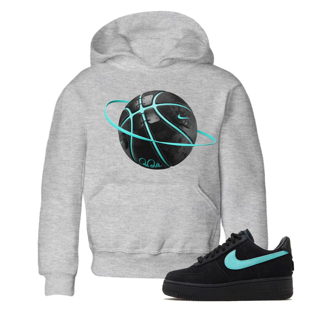 Air Force 1 Tiffany Shirt To Match Jordans Basketball planet Sneaker Tees Nike Tiffany AF1Drip Gear Zone Sneaker Matching Clothing Kids Shirts Heather Grey 1