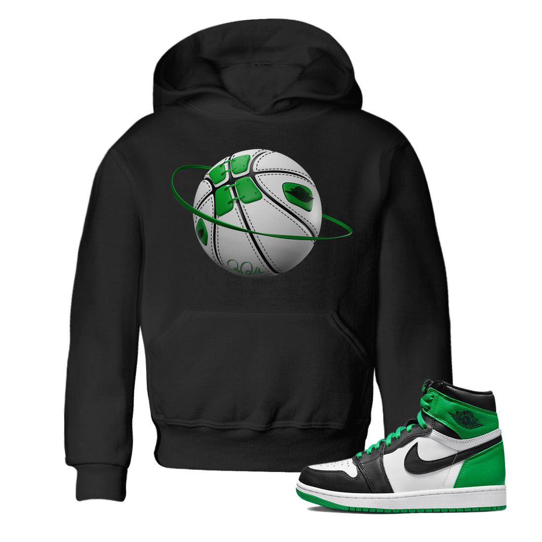 Air Jordan 1 Celtics Sneaker Match Tees Basketball Planet Streetwear Sneaker Shirt AJ1 High OG Lucky Green Sneaker Release Tees Kids Shirts Black 1
