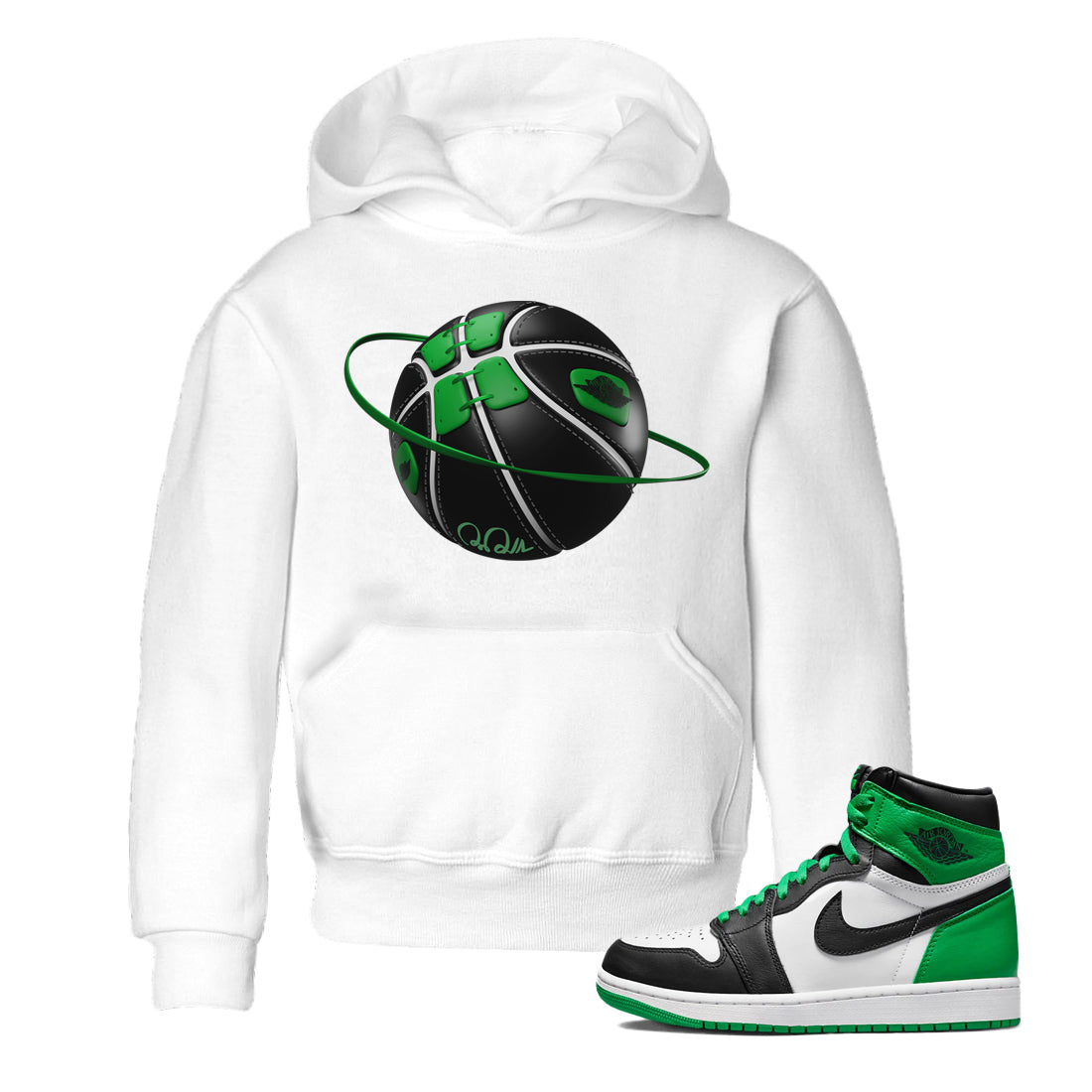 Air Jordan 1 Celtics Sneaker Match Tees Basketball Planet Streetwear Sneaker Shirt AJ1 High OG Lucky Green Sneaker Release Tees Kids Shirts White 1