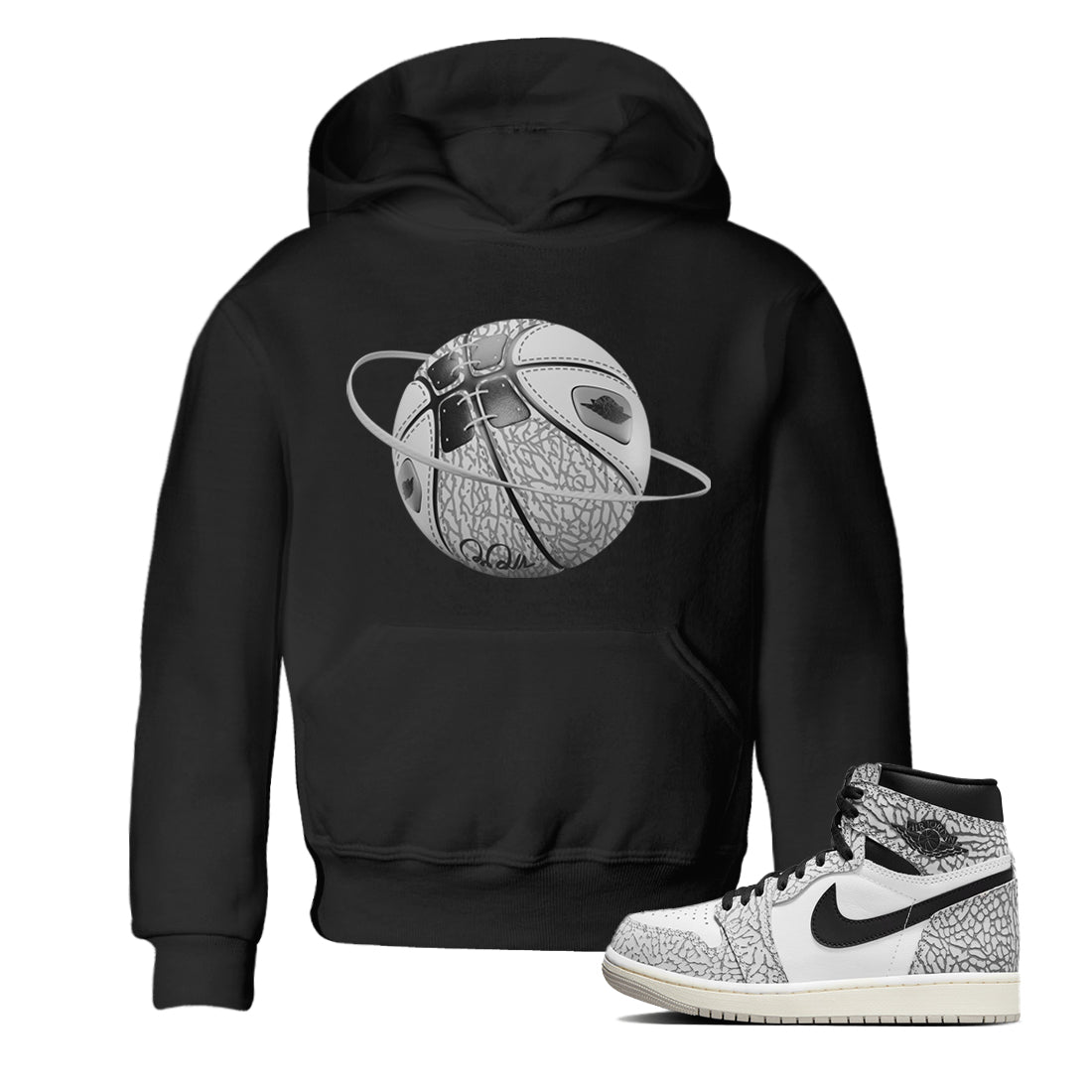 Jordan 1 High White Cement Sneaker Matching T-Shirt Basketball Planet Sneaker Tees Jordan 1 High White Cement Sneaker Release Tees Kids Shirts