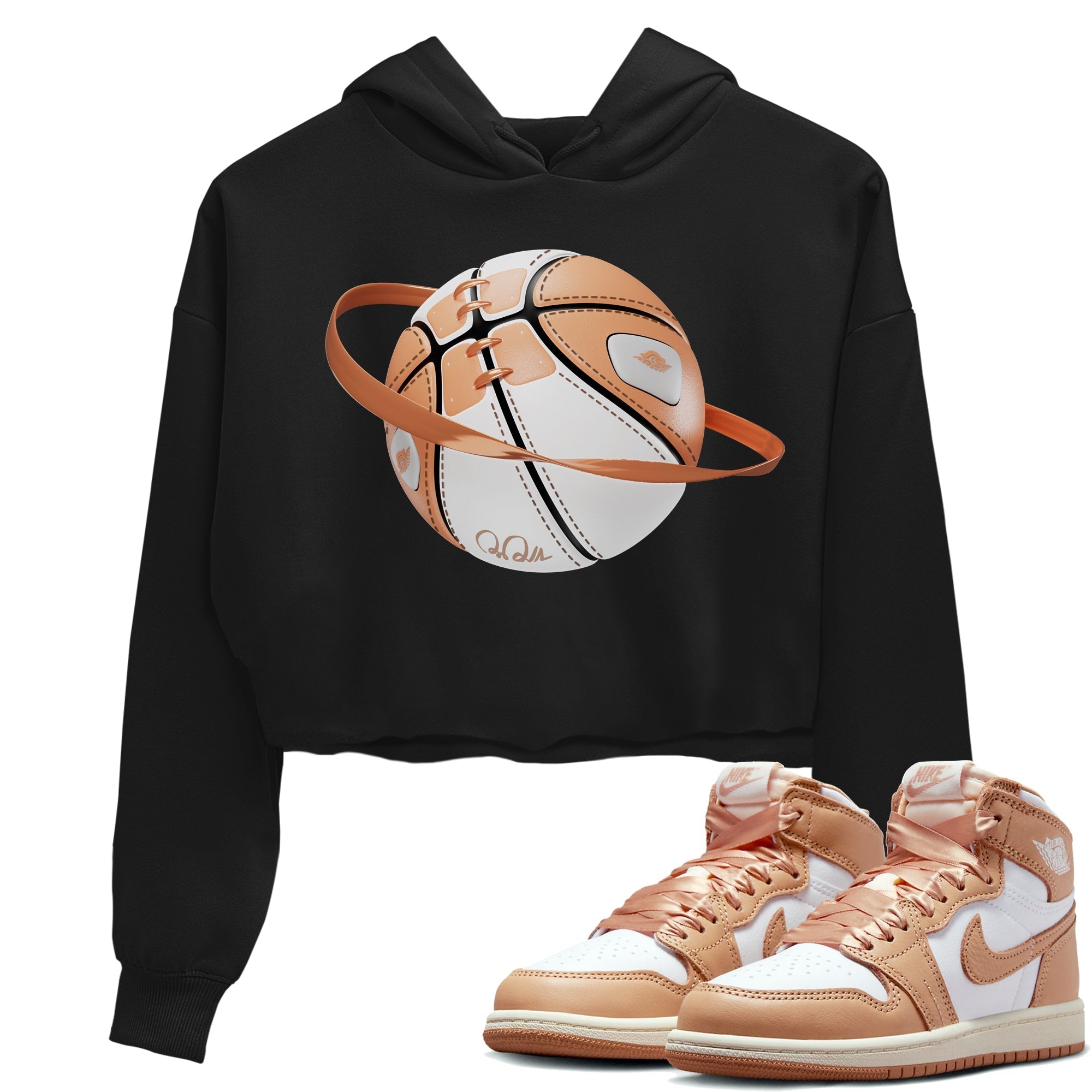Air Jordan 1 Praline shirt to match jordans Basketball Planet Streetwear Sneaker Shirt AJ1Praline Drip Gear Zone Sneaker Matching Clothing Black 1 Crop T-Shirt