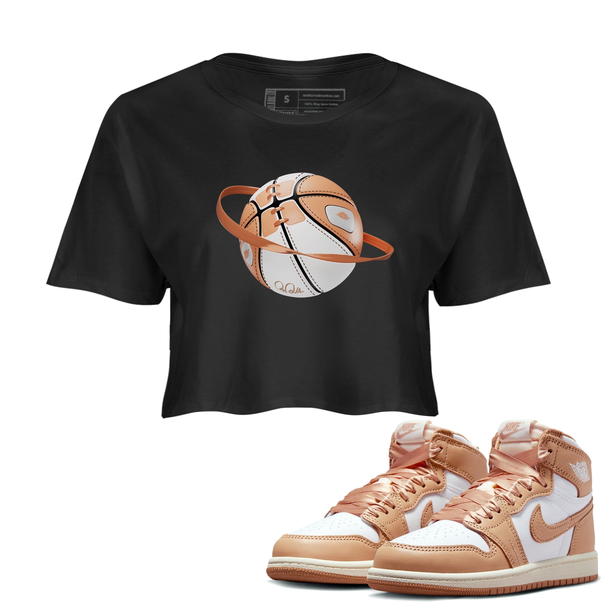Air Jordan 1 Praline shirt to match jordans Basketball Planet Streetwear Sneaker Shirt AJ1Praline Drip Gear Zone Sneaker Matching Clothing Black 1 Crop T-Shirt