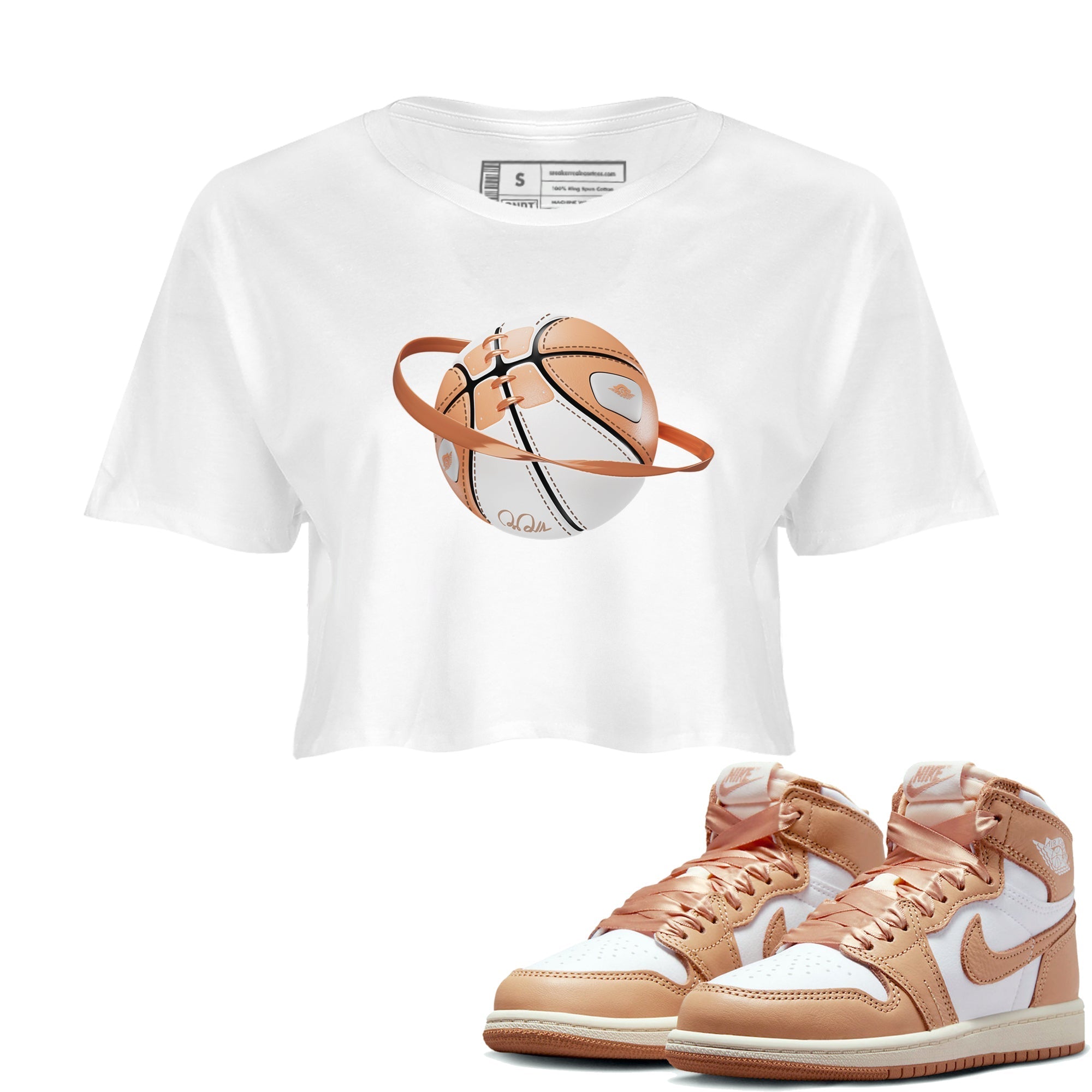 Air Jordan 1 Praline shirt to match jordans Basketball Planet Streetwear Sneaker Shirt AJ1Praline Drip Gear Zone Sneaker Matching Clothing White 1 Crop T-Shirt