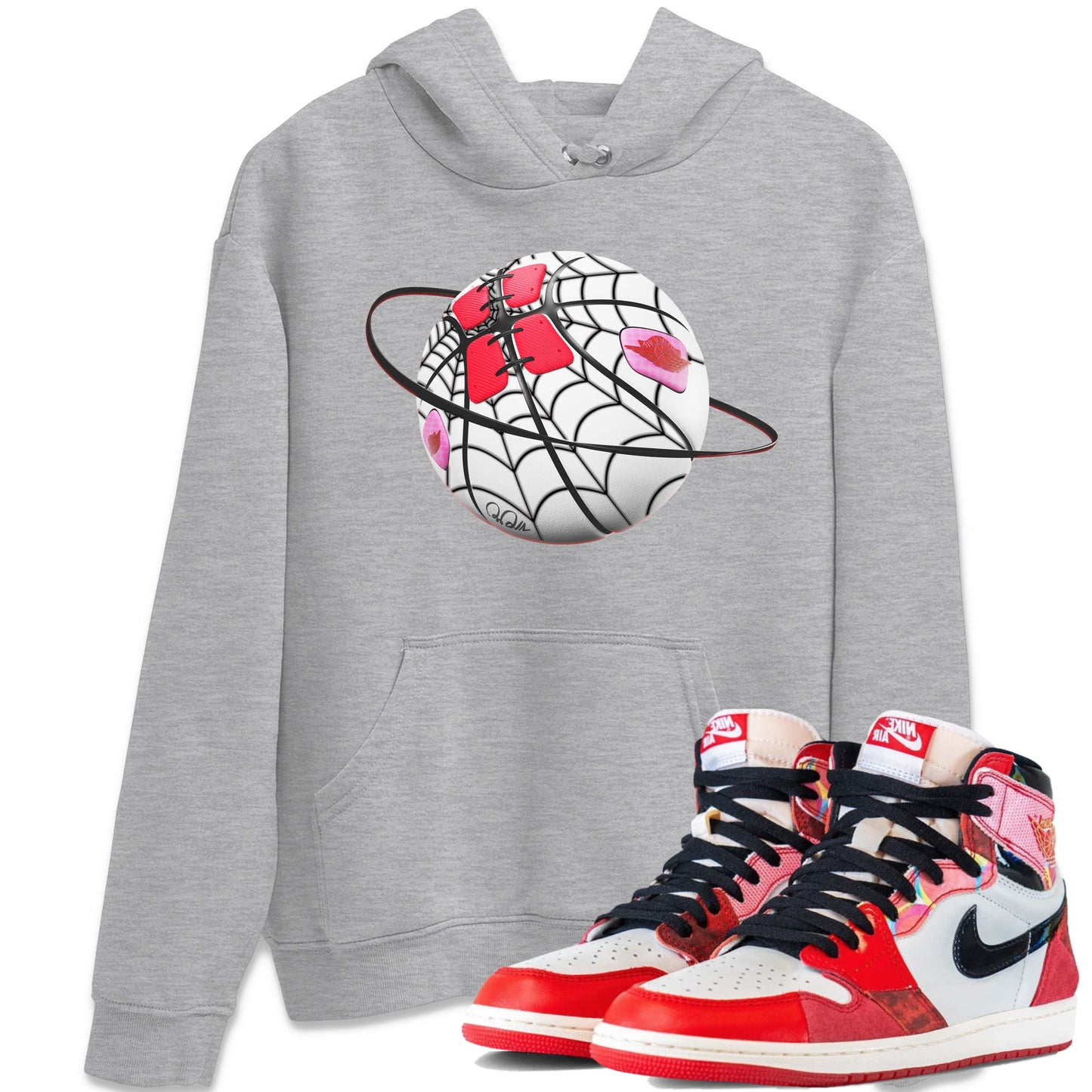 Air Jordan 1 Spider Man Sneaker Match Tees Basketball Planet Sneaker Release Tees AJ1 Spider Man Sneaker Release Tees Unisex Shirts Heather Grey 1