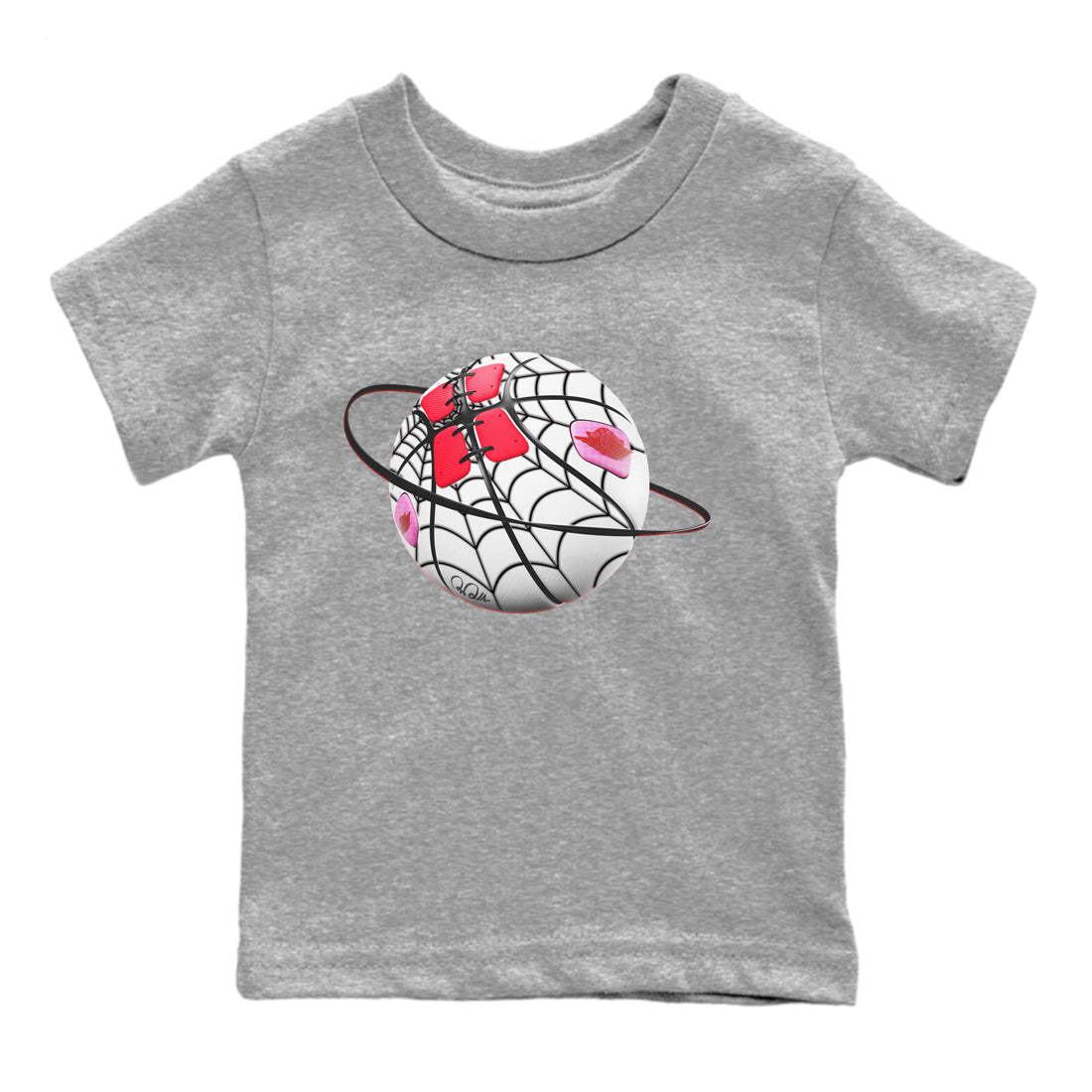 Air Jordan 1 Spider Man Sneaker Match Tees Basketball Planet Sneaker Release Tees AJ1 Spider Man Sneaker Release Tees Kids Shirts Heather Grey 2