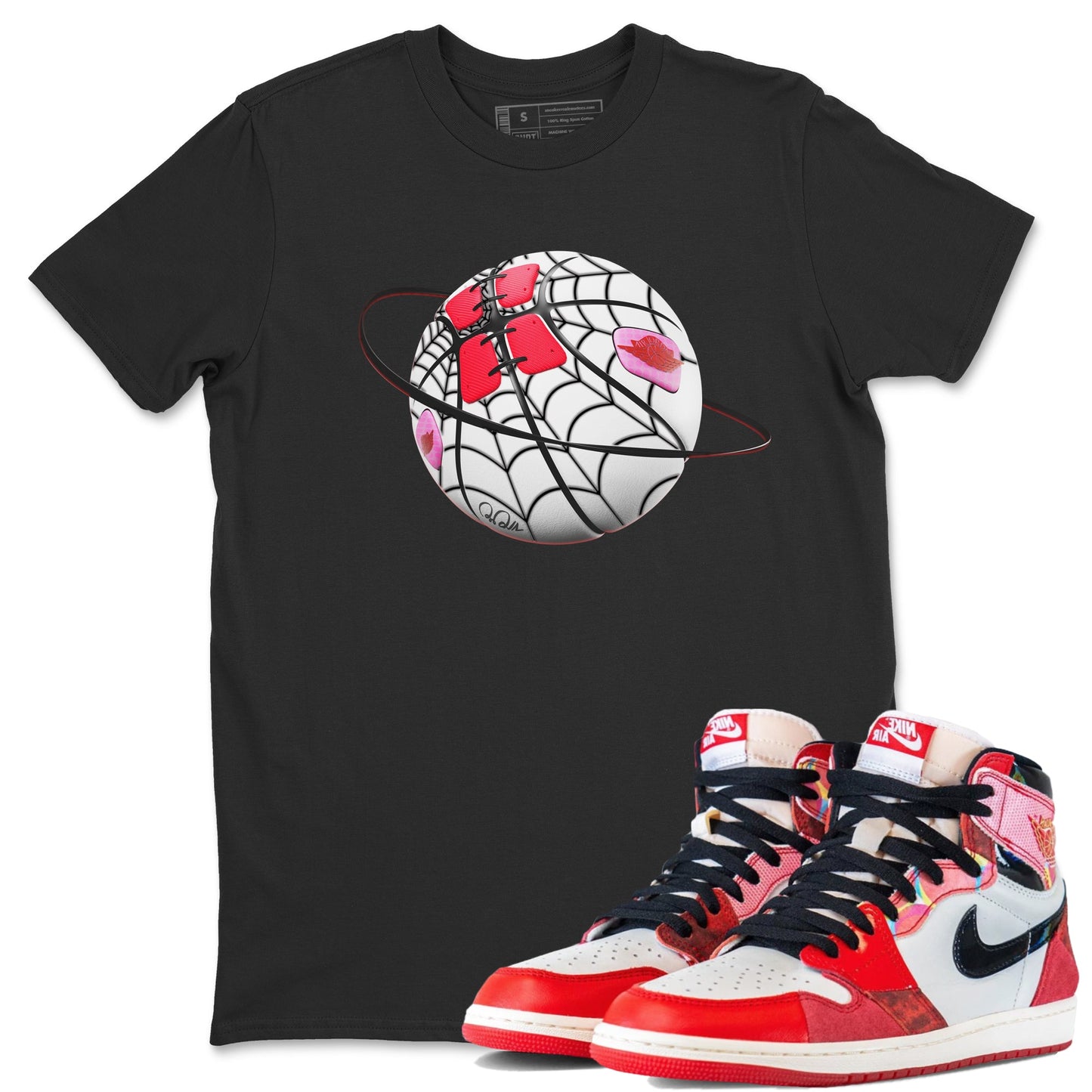 Air Jordan 1 Spider Man Sneaker Match Tees Basketball Planet Sneaker Release Tees AJ1 Spider Man Sneaker Release Tees Unisex Shirts Black 1