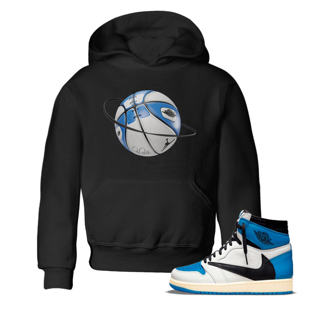 Air Jordan 1 Travis Scott Fragment Sneaker Match Tees Basketball Planet Streetwear Sneaker Shirt AJ1 OG High Travis Scott Fragment Sneaker Release Tees Kids Shirts Black 1