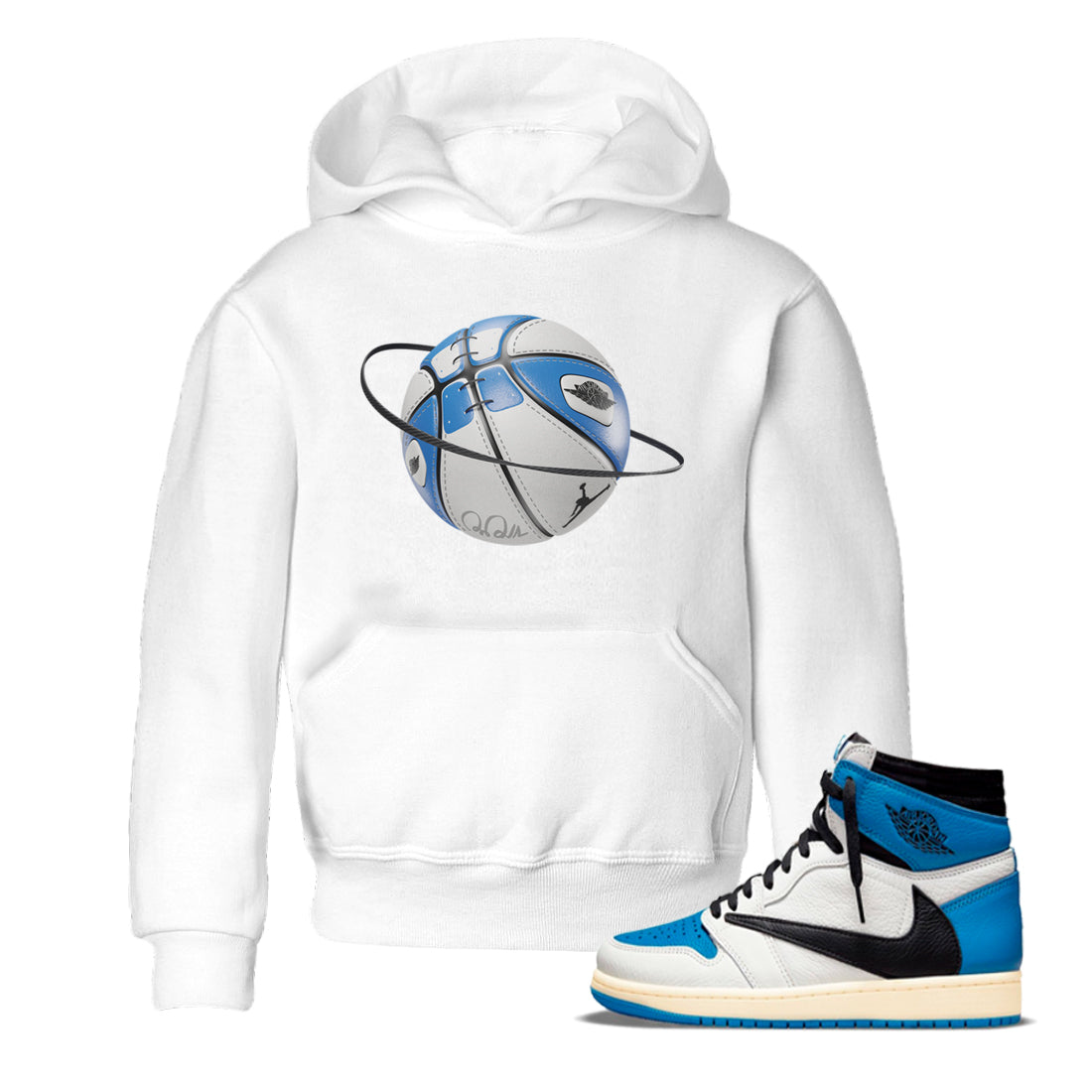 Air Jordan 1 Travis Scott Fragment Sneaker Match Tees Basketball Planet Streetwear Sneaker Shirt AJ1 OG High Travis Scott Fragment Sneaker Release Tees Kids Shirts White 1