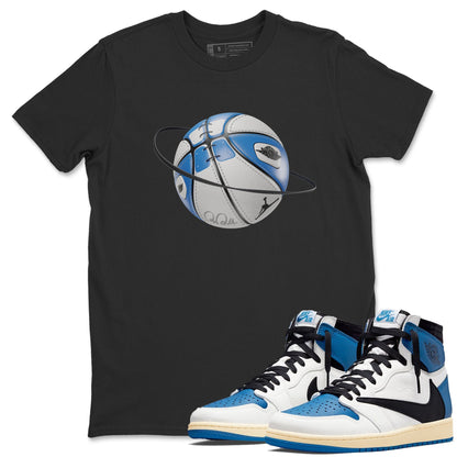 Air Jordan 1 Travis Scott Fragment Sneaker Match Tees Basketball Planet Streetwear Sneaker Shirt AJ1 OG High Travis Scott Fragment Sneaker Release Tees Unisex Shirts Black 1