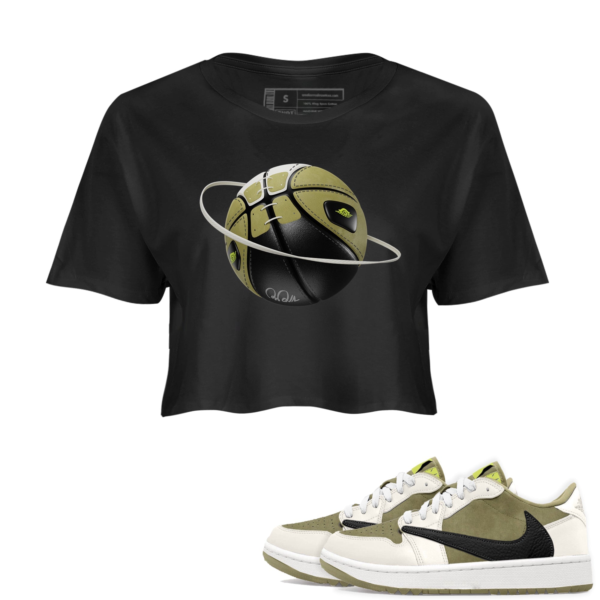 Air Jordan 1 Travis Scott Golf shirt to match jordans Basketball Planet Streetwear Sneaker Shirt AJ1 lowTravis Scott Golf Drip Gear Zone Sneaker Matching Clothing Black 1 Crop T-Shirt