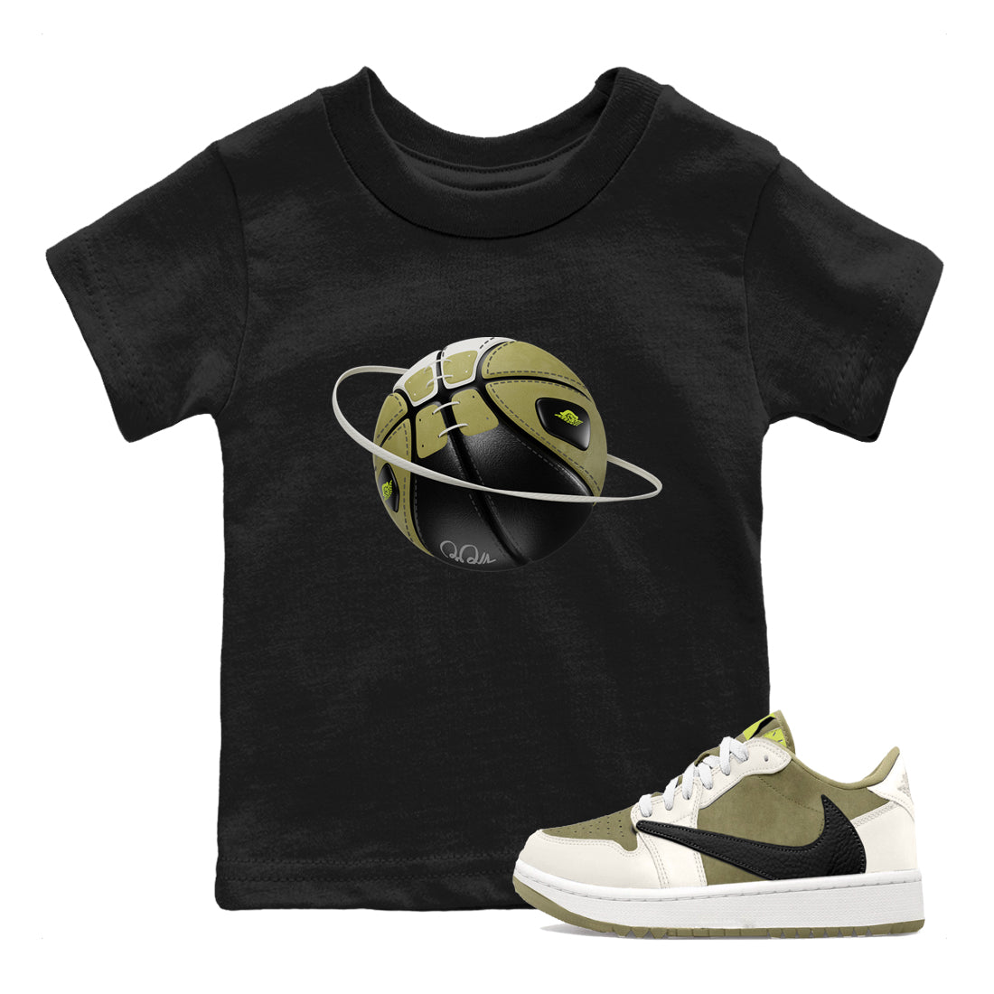 Air Jordan 1 Travis Scott Golf shirt to match jordans Basketball Planet Streetwear Sneaker Shirt AJ1 lowTravis Scott Golf Drip Gear Zone Sneaker Matching Clothing Baby Toddler Black 1 T-Shirt