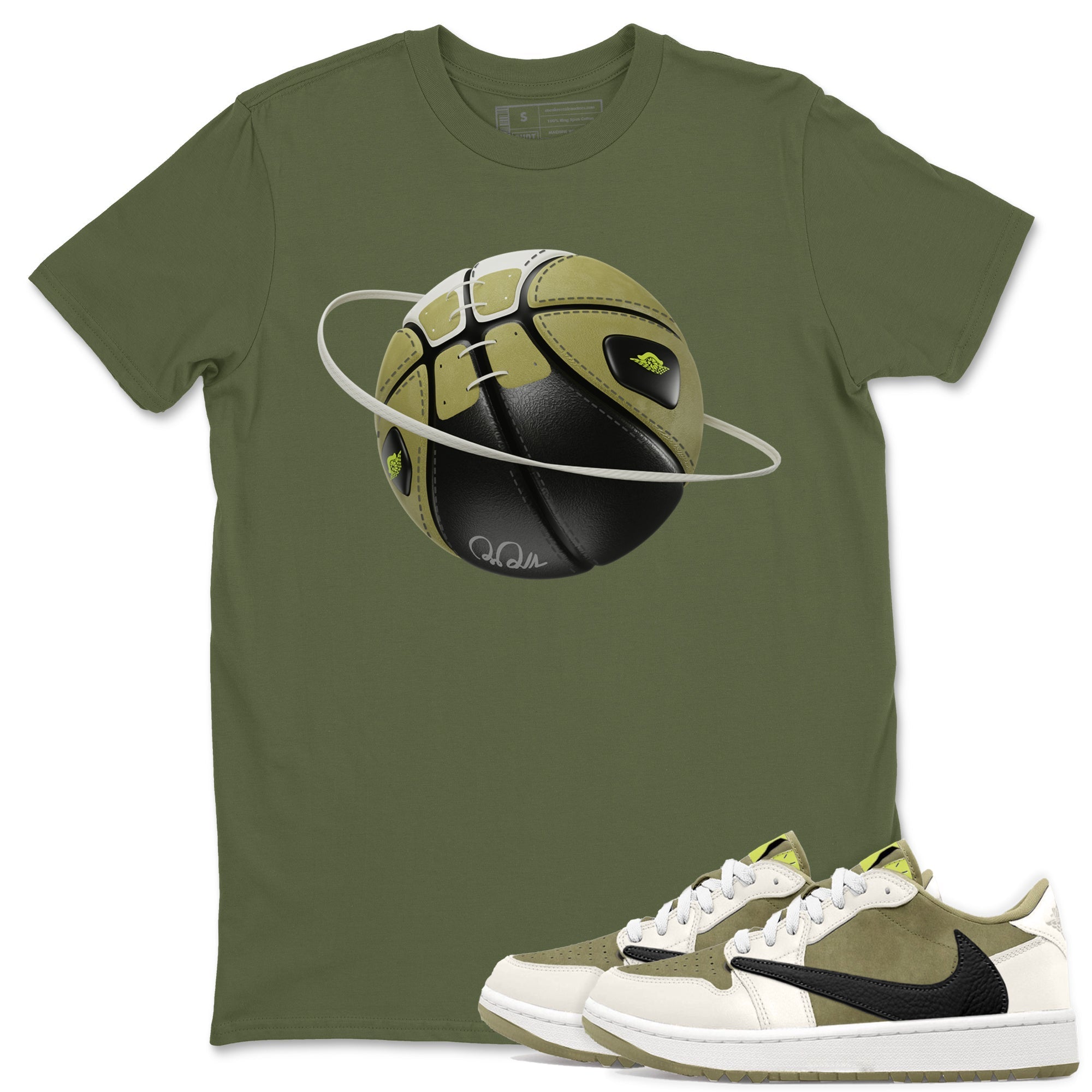 Air Jordan 1 Travis Scott Golf shirt to match jordans Basketball Planet Streetwear Sneaker Shirt AJ1 lowTravis Scott Golf Drip Gear Zone Sneaker Matching Clothing Unisex Military Green 1 T-Shirt