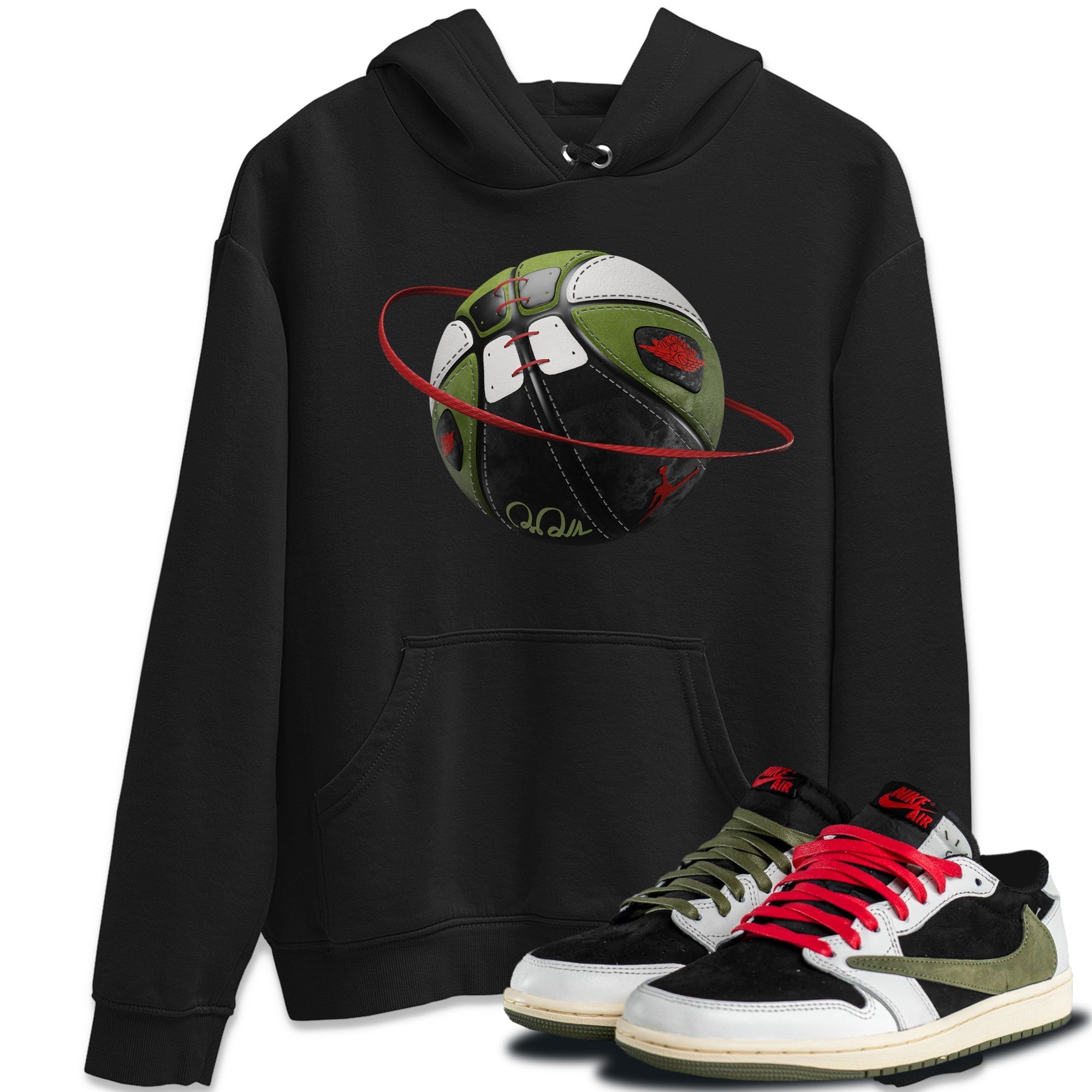 Air Jordan 1 Travis Scott Olive Sneaker Match Tees Basketball Planet Streetwear Sneaker Shirt AJ1 OG Travis Scott Olive Sneaker Release Tees Unisex Shirts Black 1